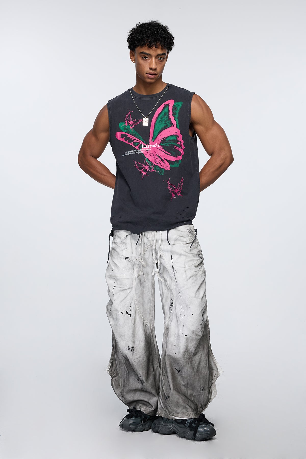 Digital Glow Butterfly Sleeveless Top