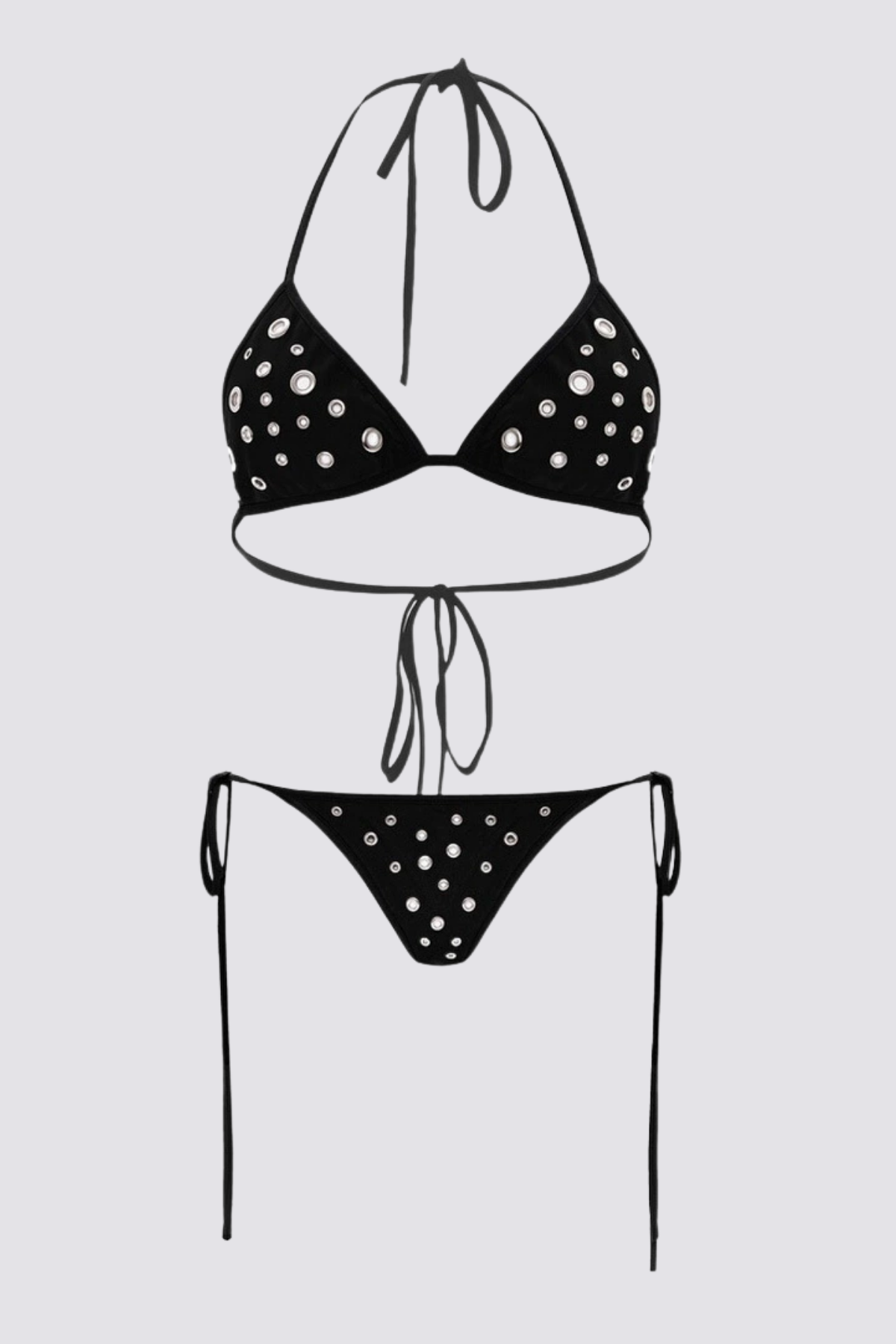 Dim Control Eyelet Bikini Two Piece Set