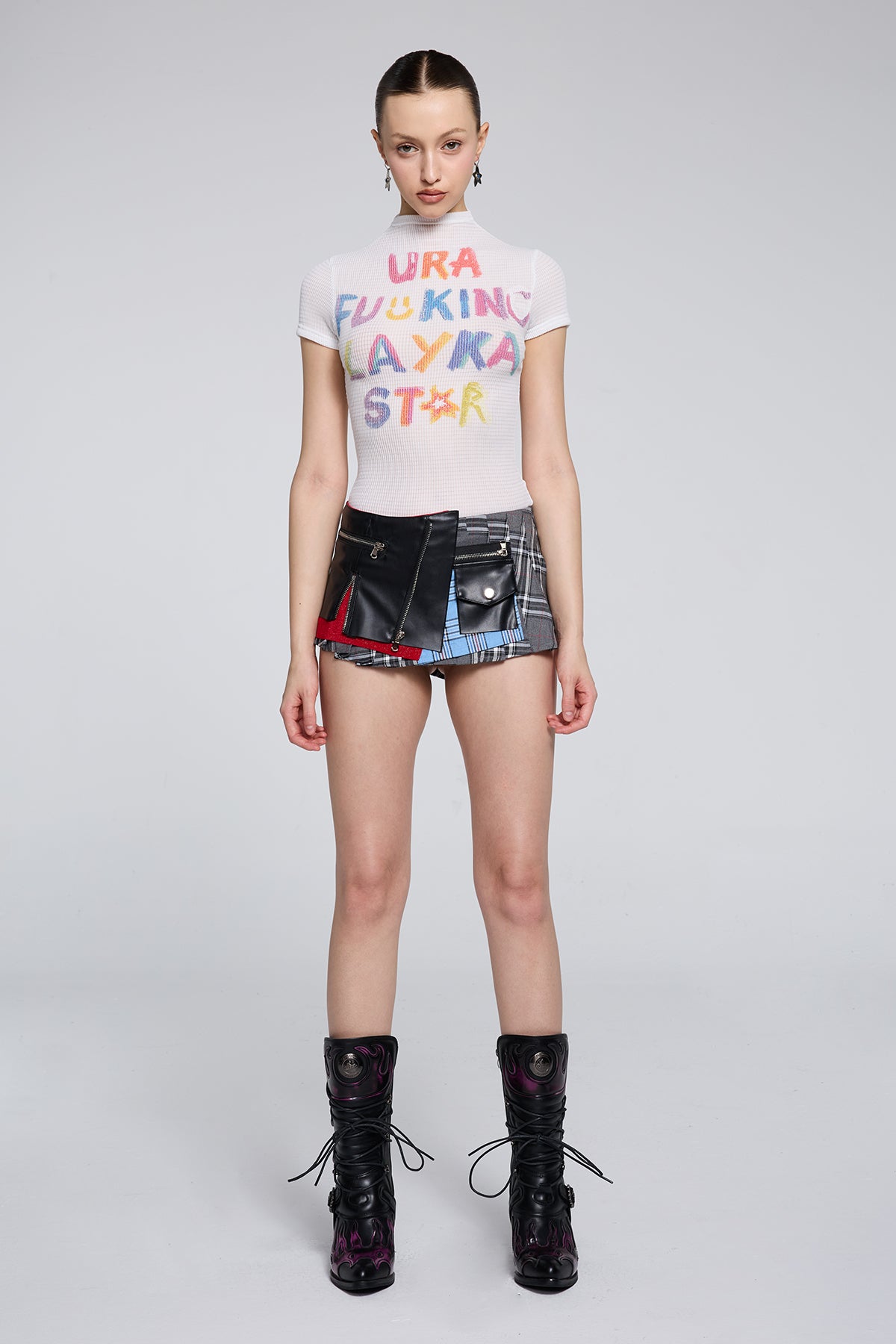 Dim Trace Graffiti Print Crop Top