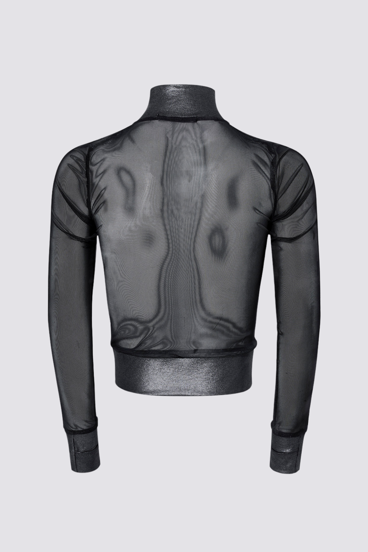 Double Skin Mesh Long Sleeve Top Black