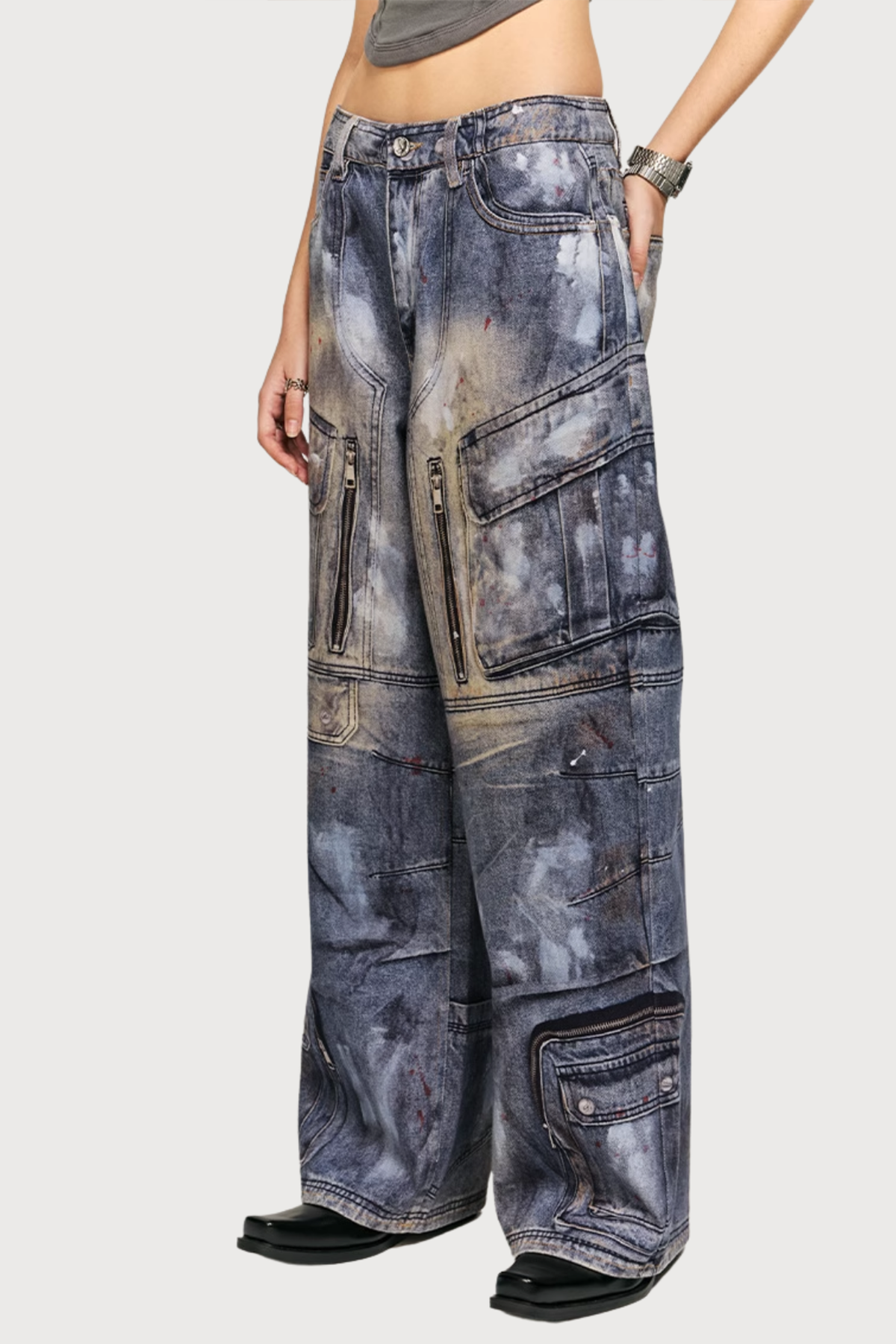 Downtown Rust Print Straight Jeans