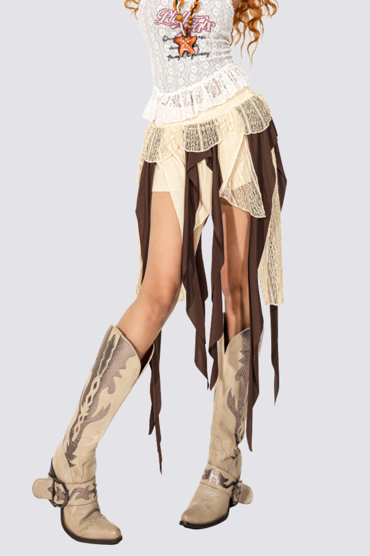 Drift Signal Lace Fringe Skirt