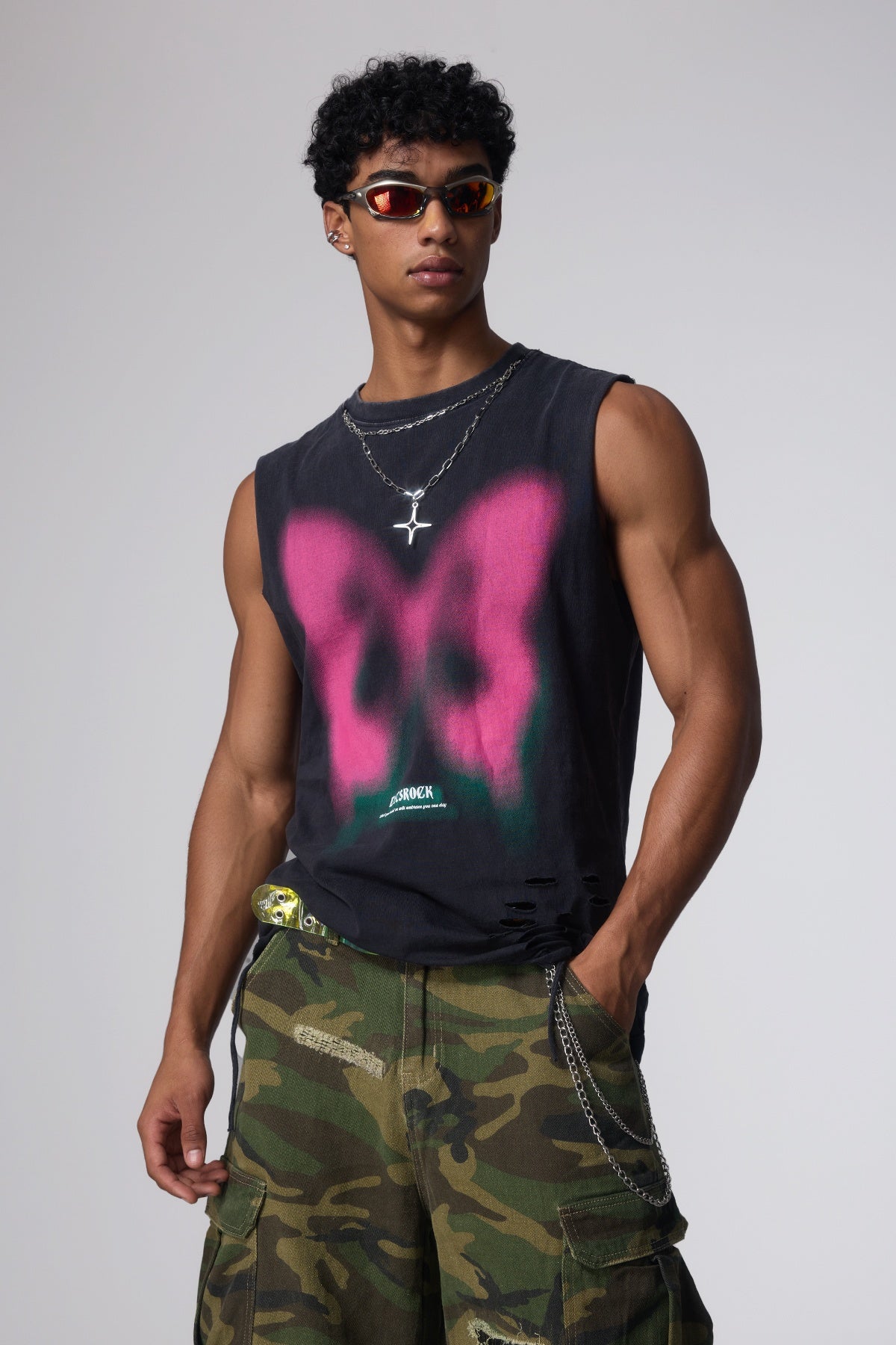 Dry Stroke Butterfly Sleeveless Top