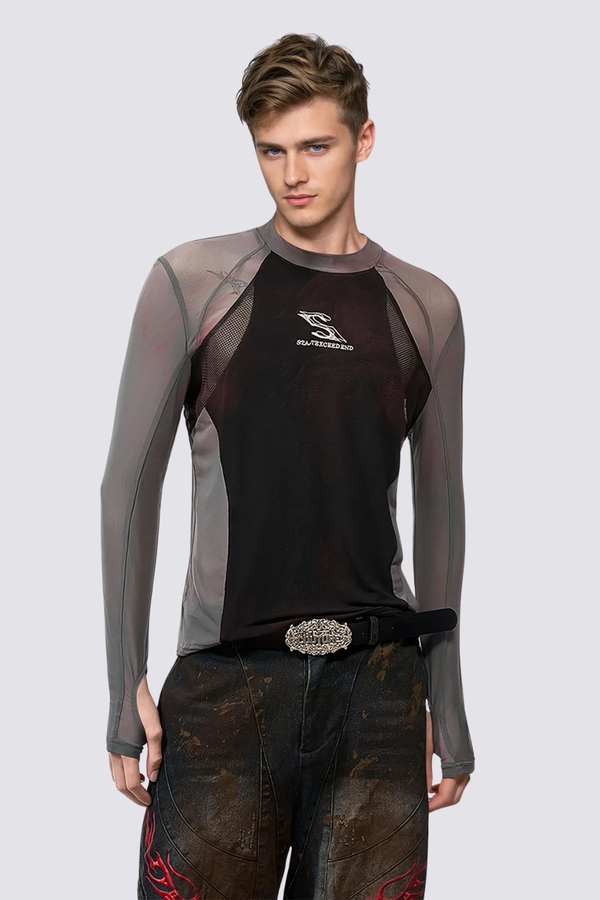 Dual Flow Mesh Splicing Top