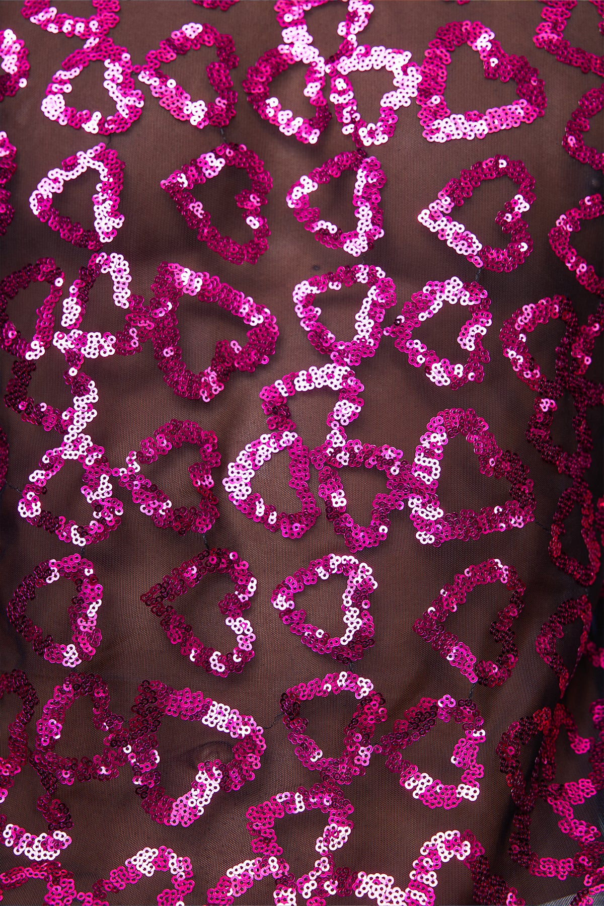 Dual Tension Mesh Heart Sequin Tank Top Pink