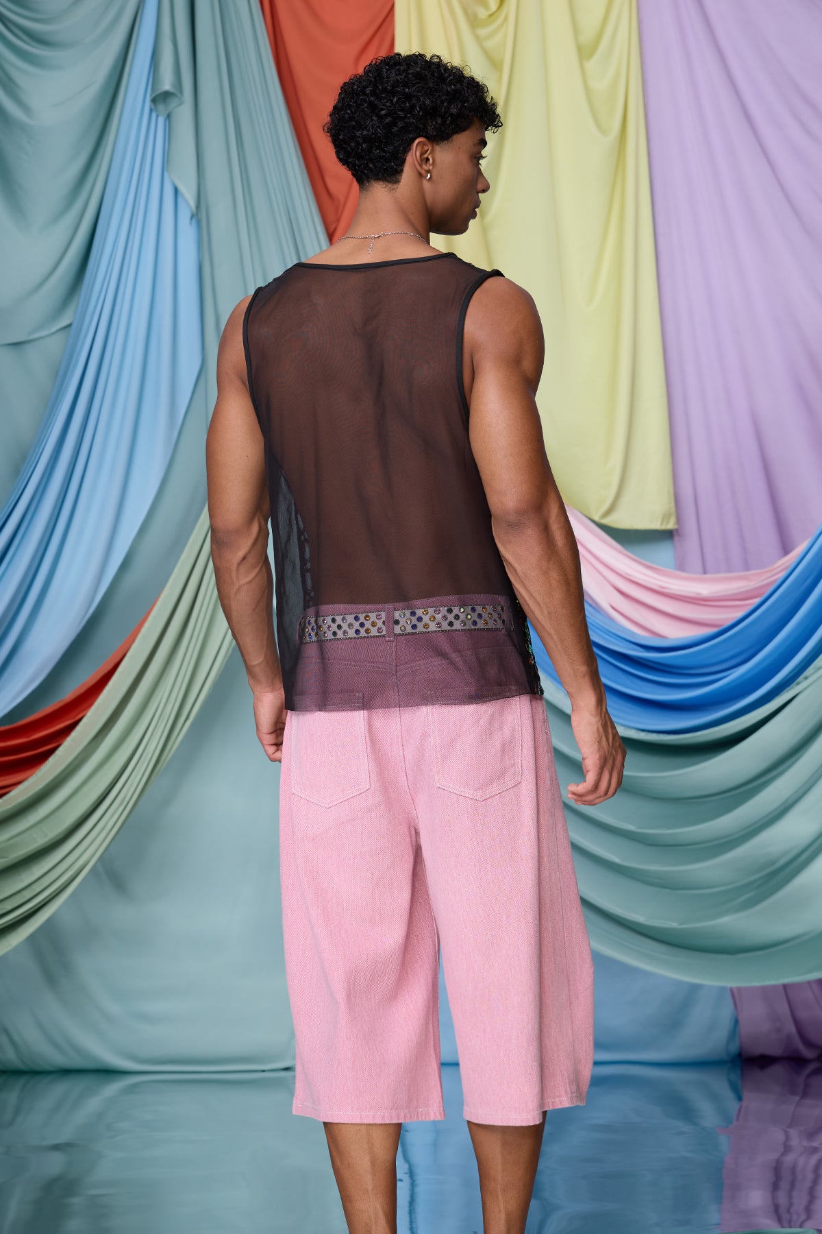 Dual Tension Mesh Heart Sequin Tank Top
