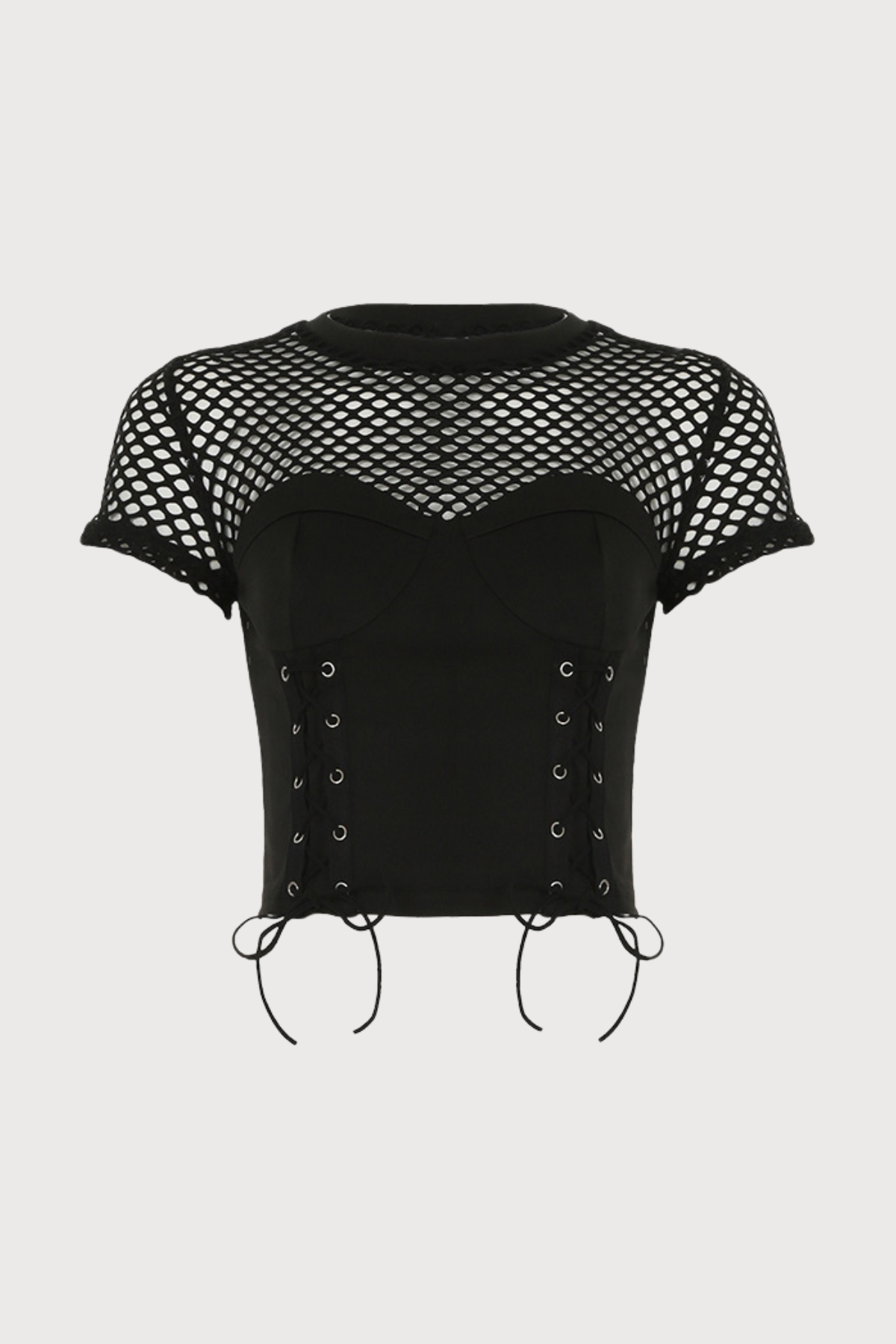 Dual Skin Punk Fishnet Cross Strap Top