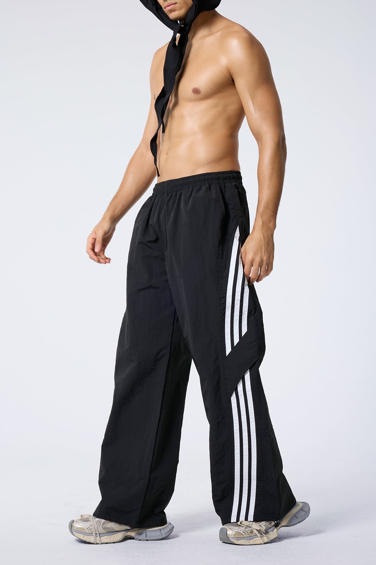 Dull Crash Striped Straight Pants