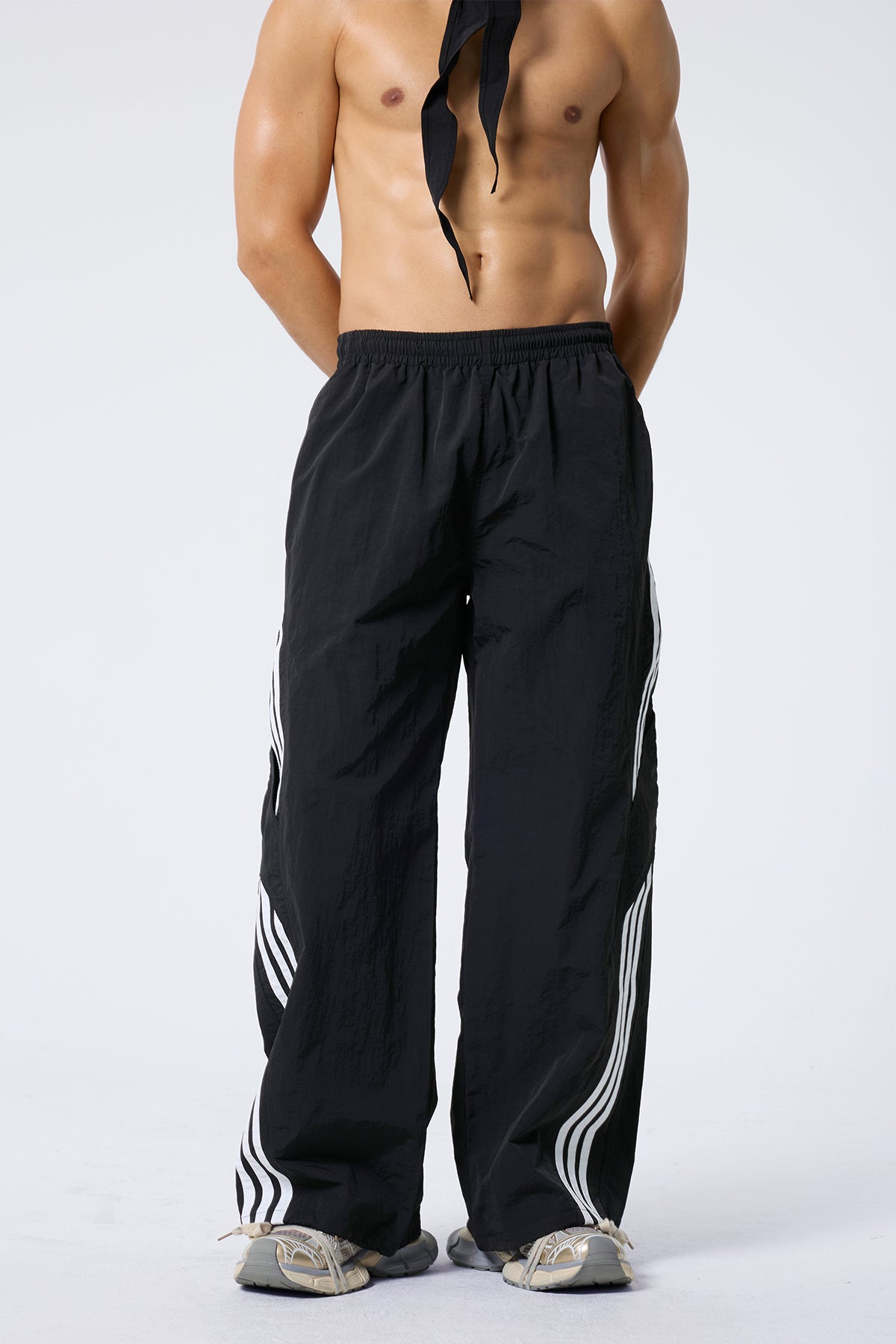 Dull Crash Striped Straight Pants