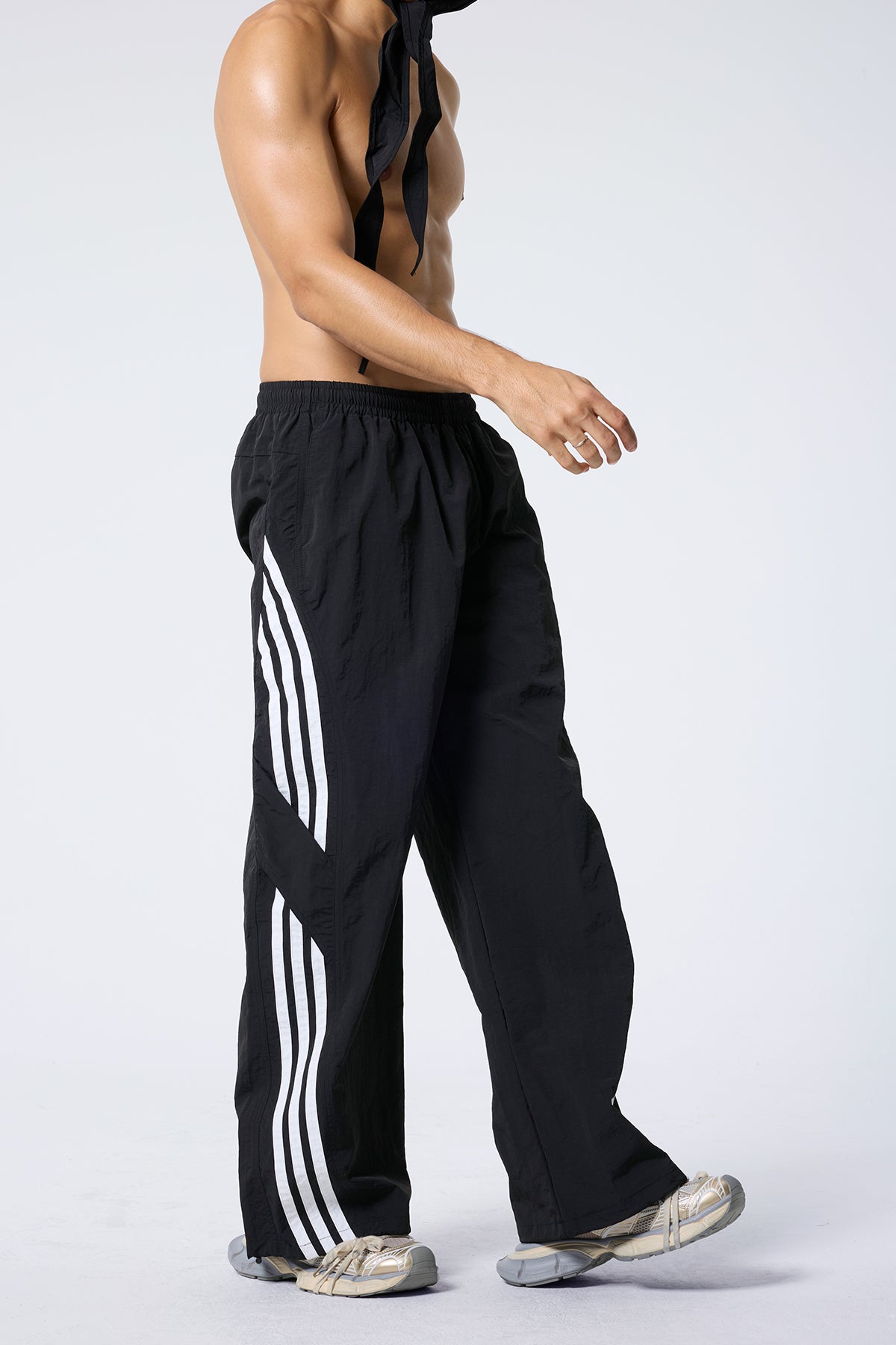 Dull Crash Striped Straight Pants