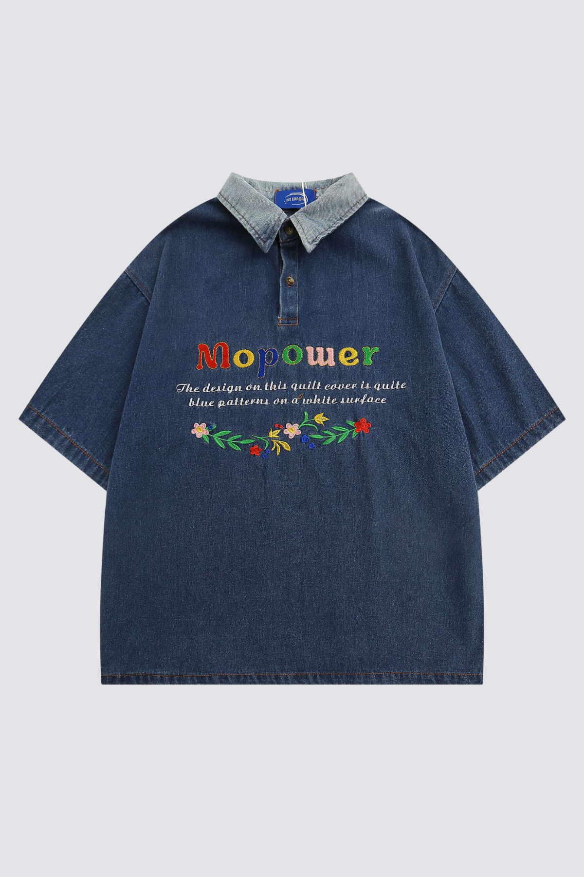 Dusk Band Embroidery Denim Top