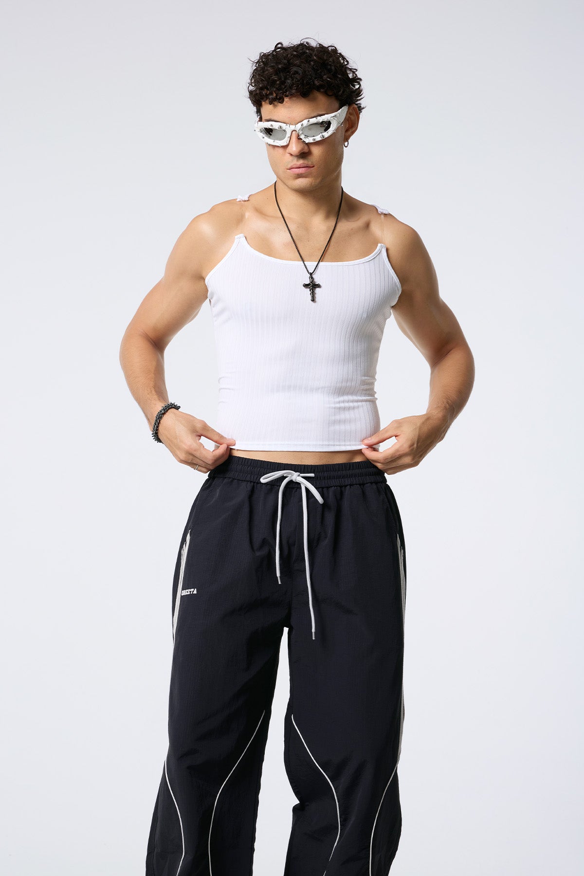 Dusk Line Spaghetti Sleeveless Top White