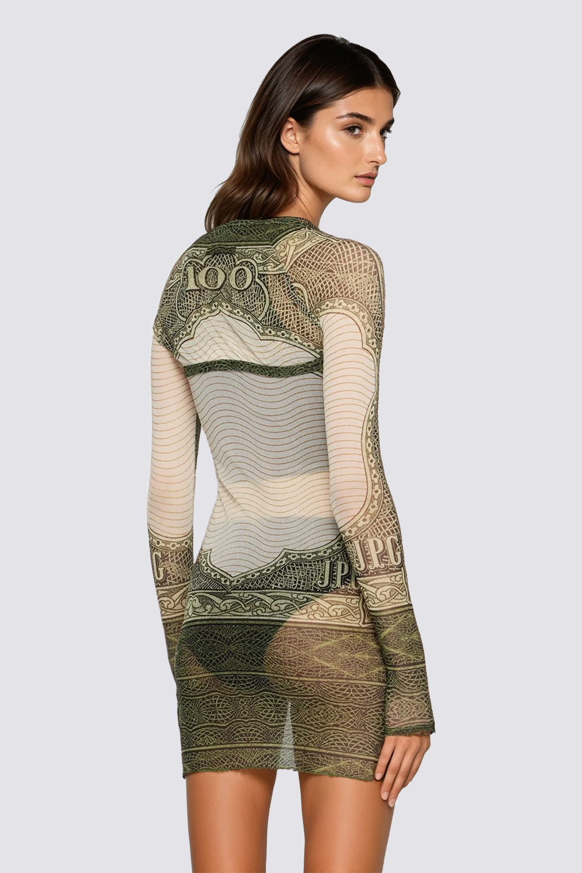 Dusk Motion Print Mesh Mini Dress