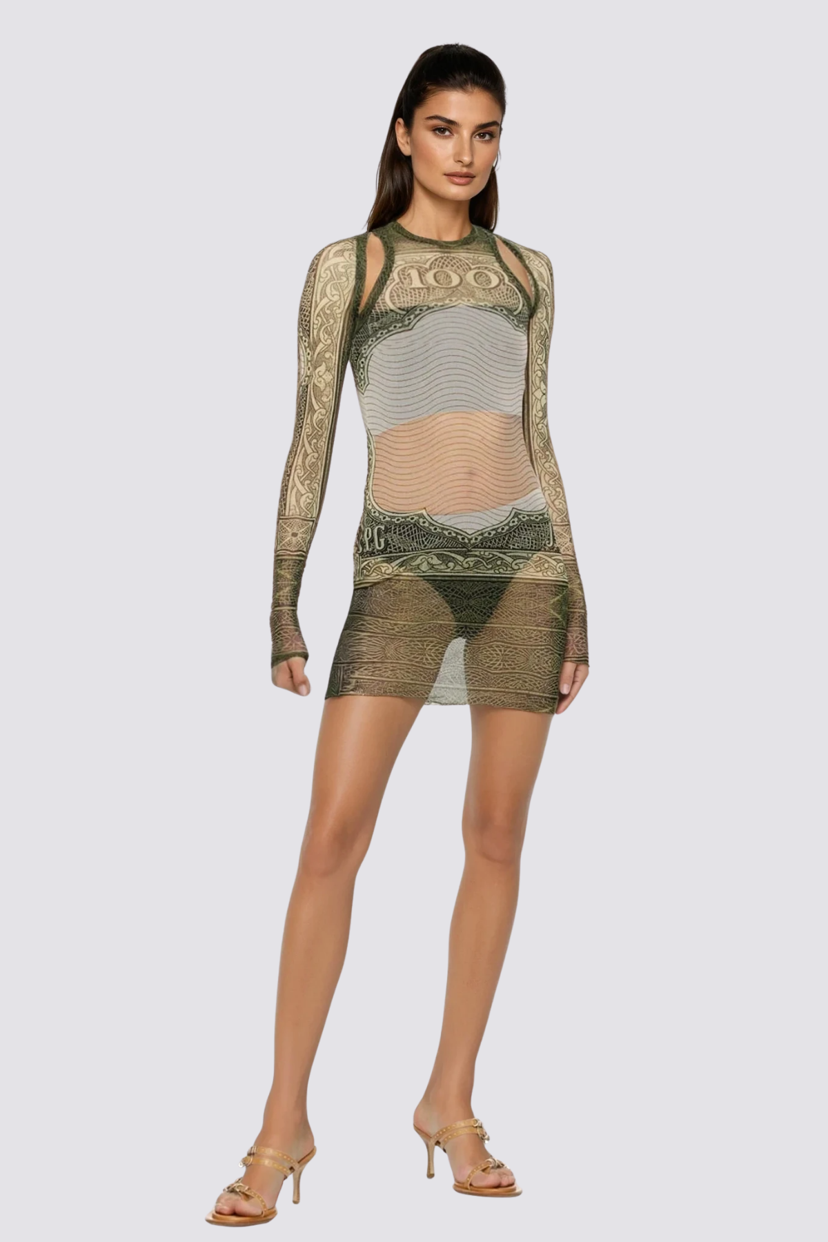 Dusk Motion Print Mesh Mini Dress