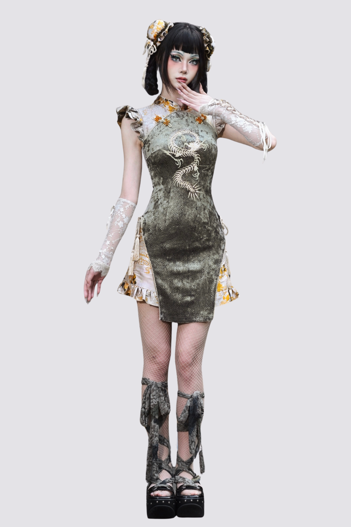 dragon embroidered dress Sea of clouds dragon embroidery chinese dress