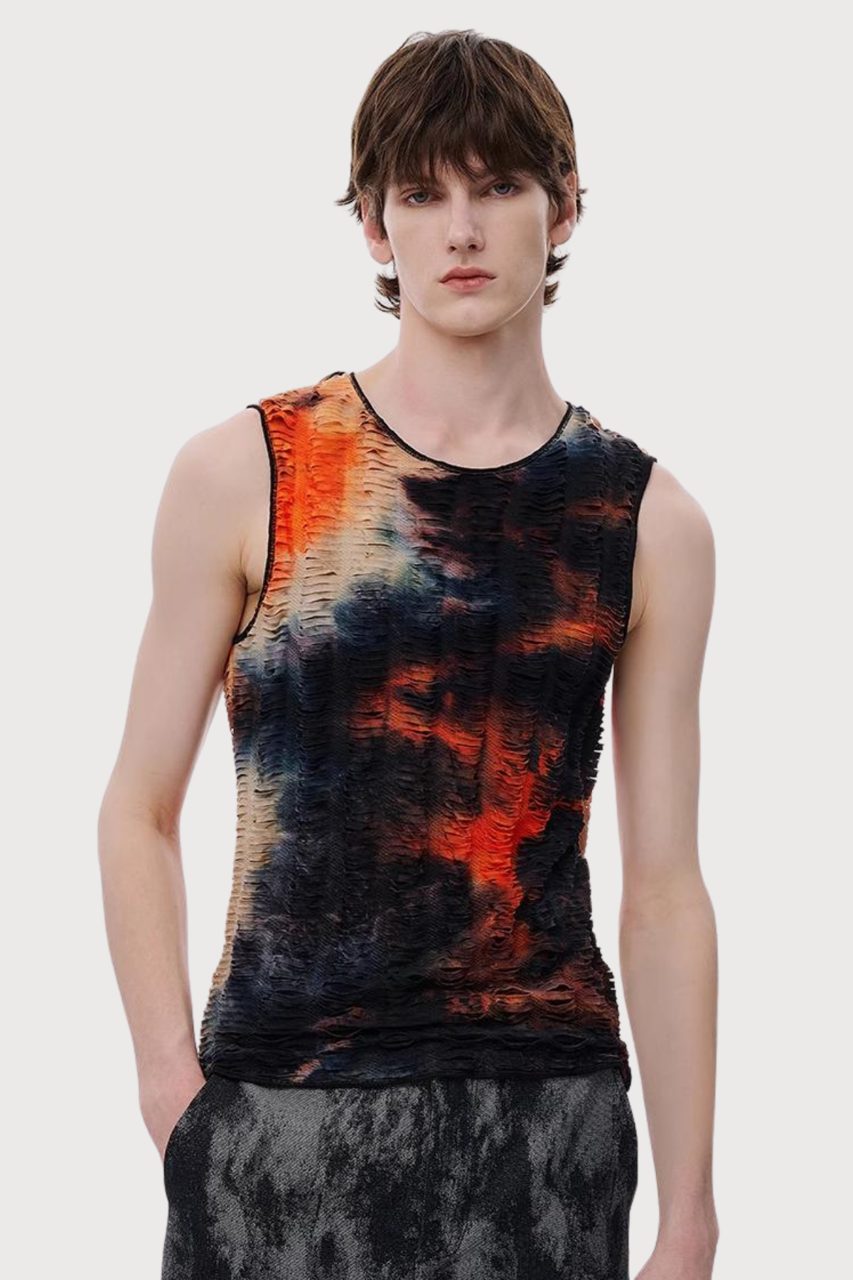Dust Text Dye Cutout Vest