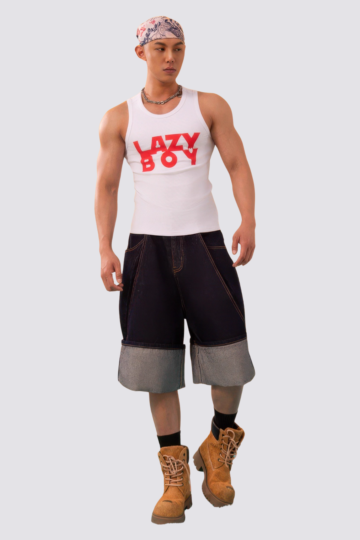 Dust Touch Print Sleeveless Top White