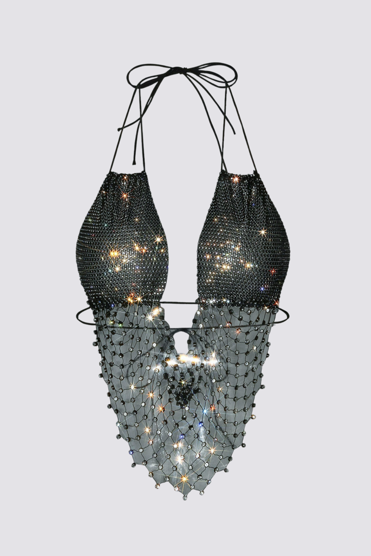 Dust Syntax Rhinestone Mesh Top