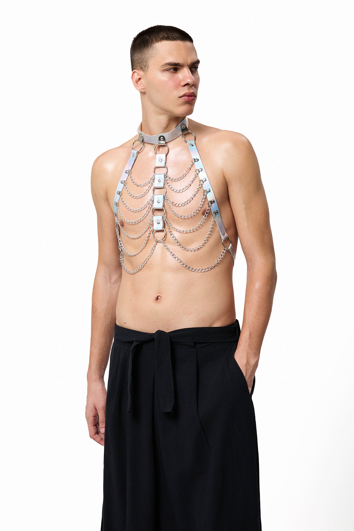 Ebon Lacity Halter Neck Metal Chest Chain