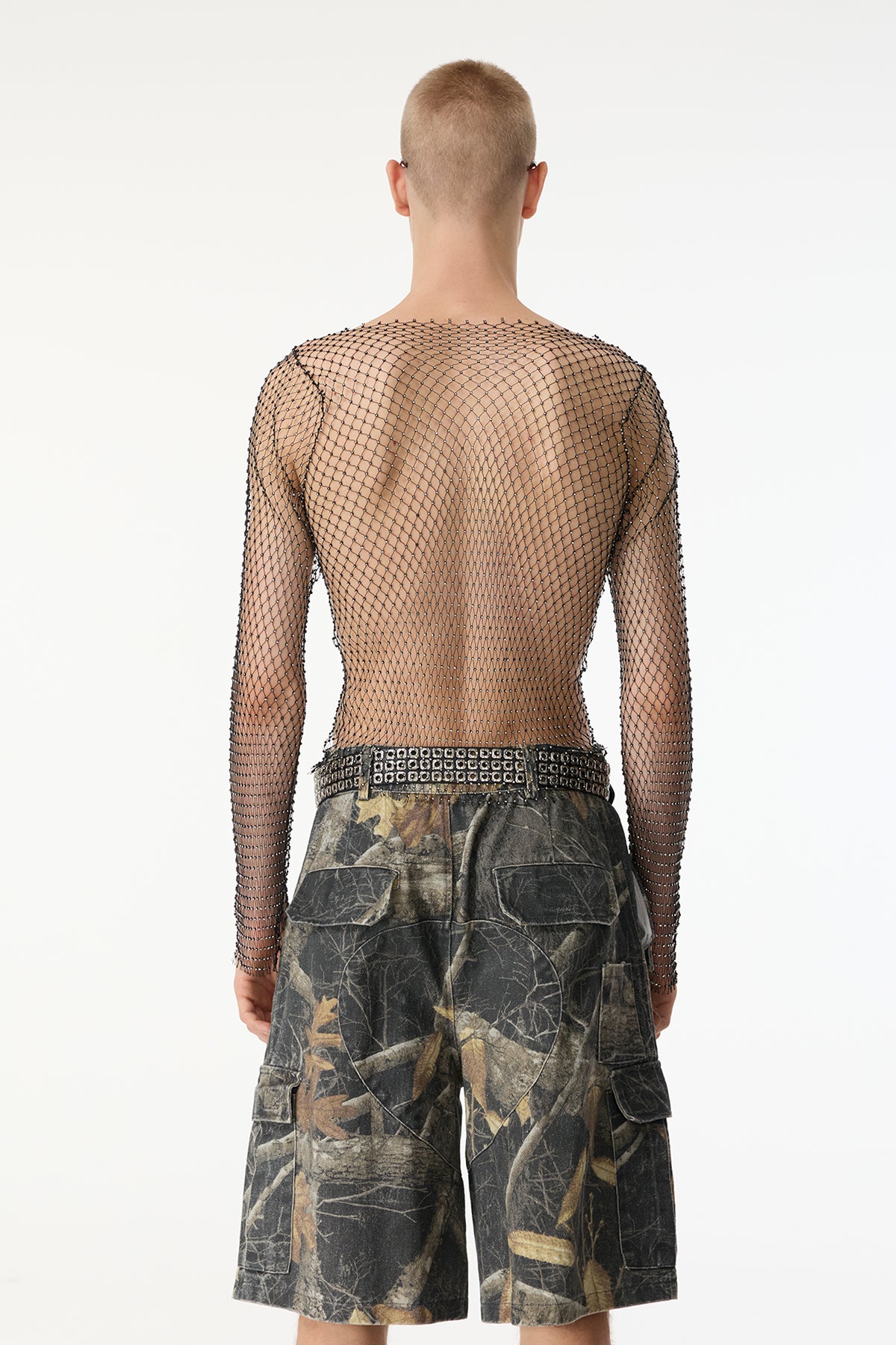 Echo Clash Long Sleeve Rhinestone Mesh Top