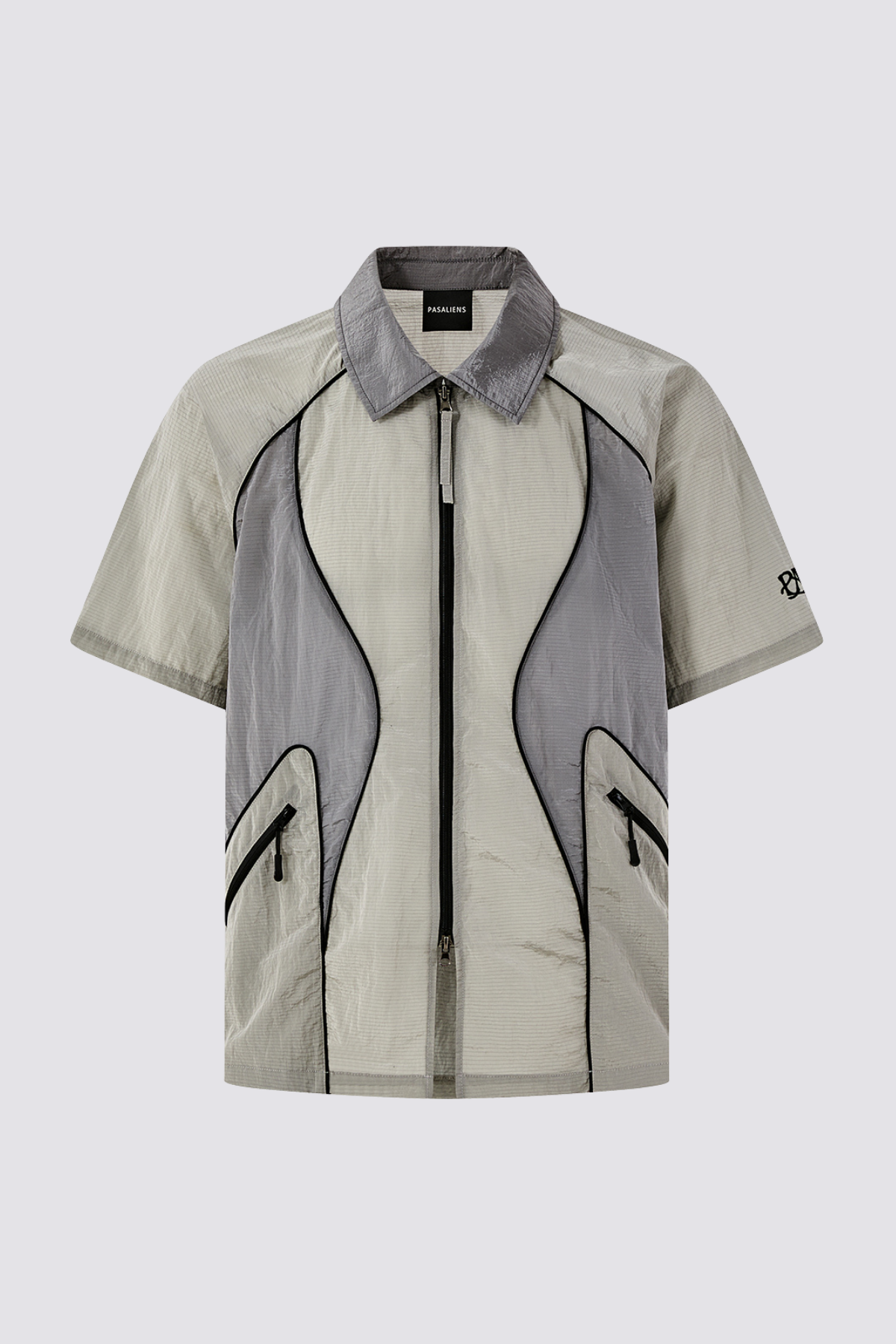 Eclipse Wrap Splicing Shirts Grey