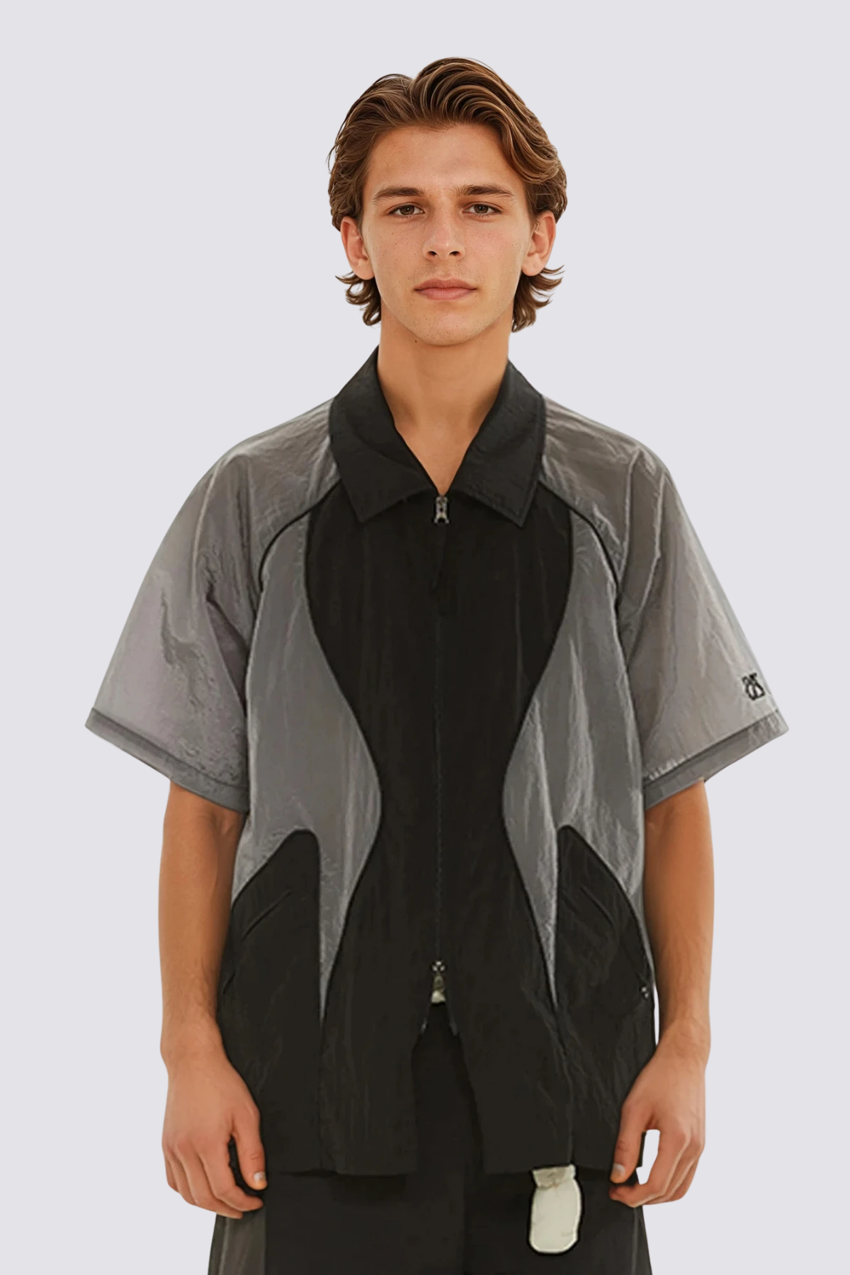 Eclipse Wrap Splicing Shirts Black