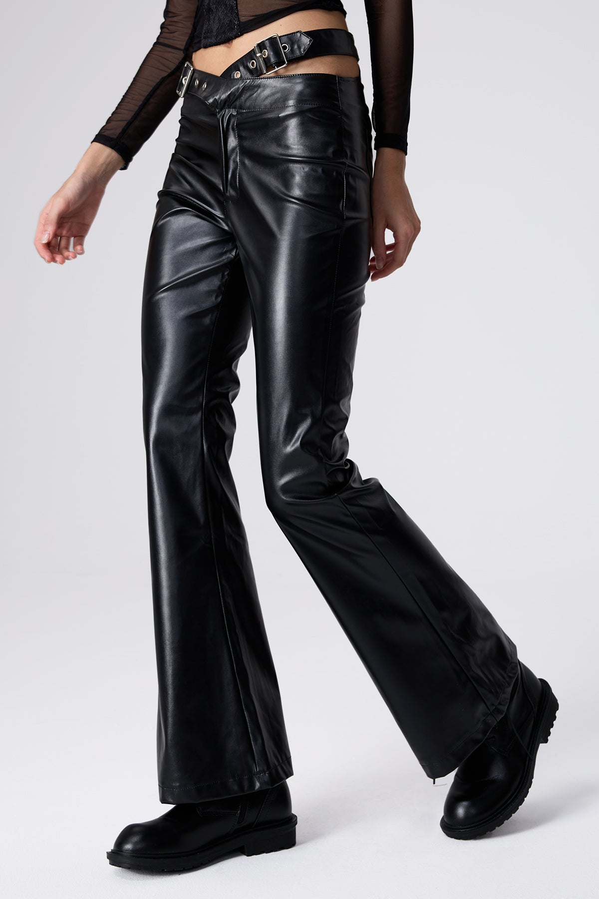 Edge Flame Bootcut Leather Pants
