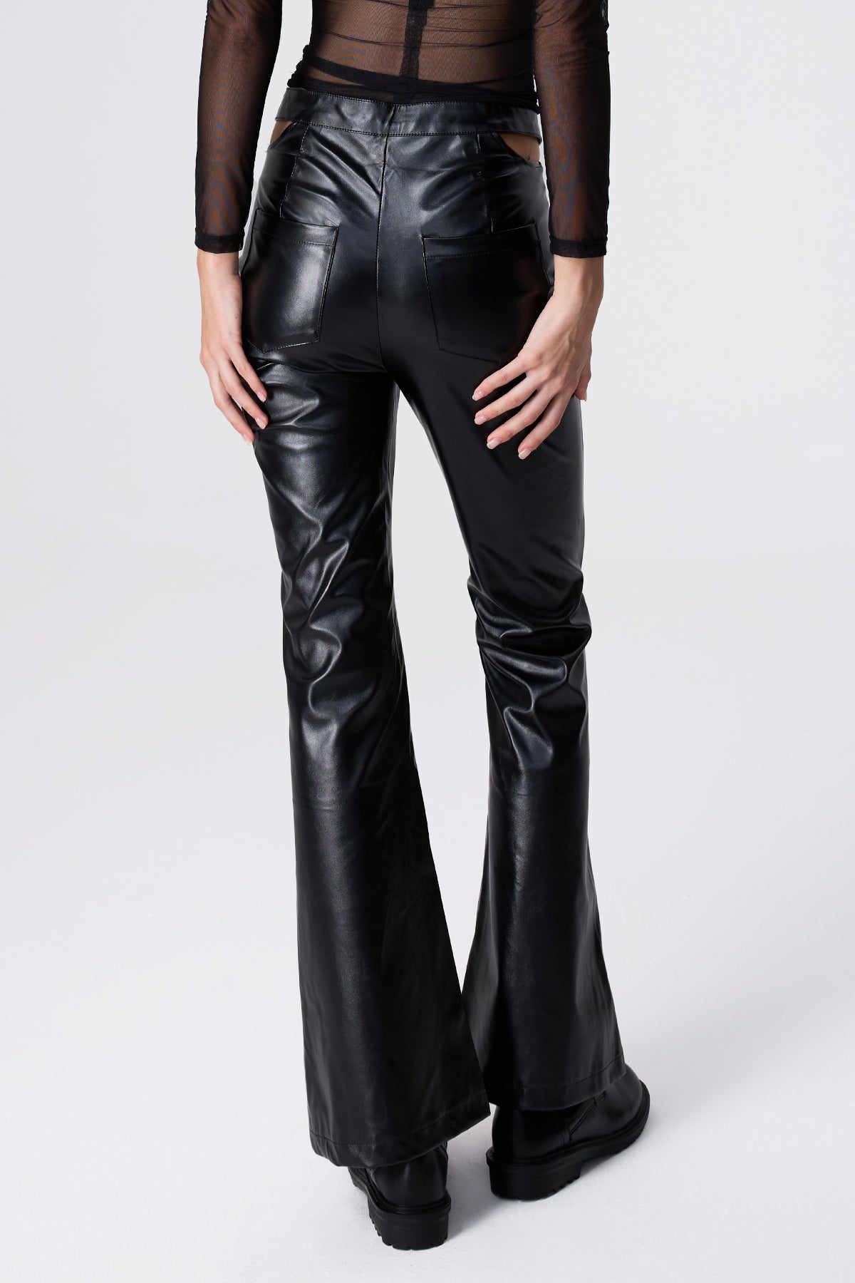 Edge Flame Bootcut Leather Pants