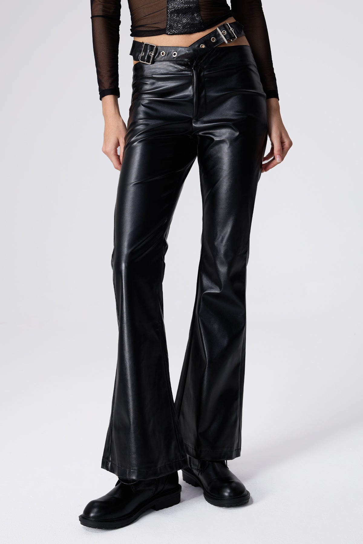 Edge Flame Bootcut Leather Pants