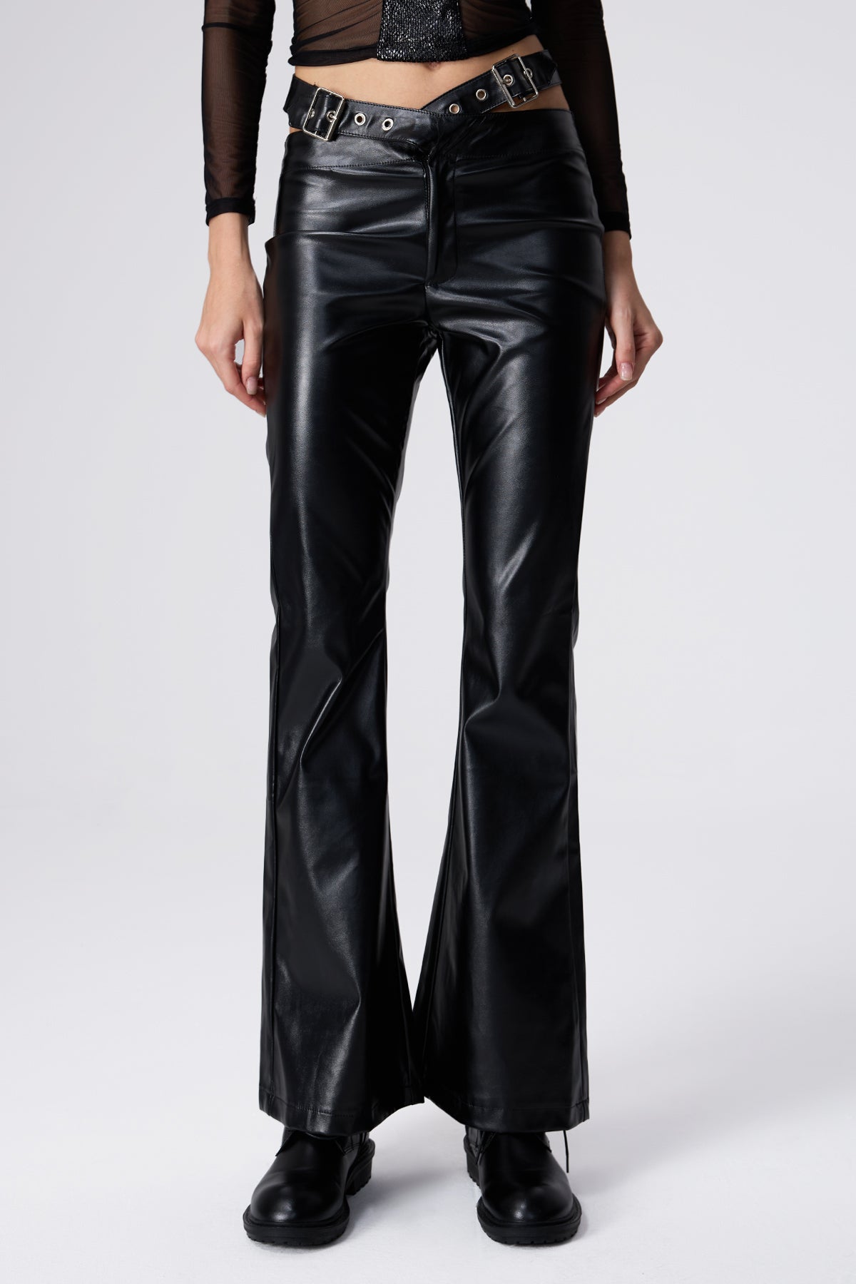 Edge Flame Bootcut Leather Pants