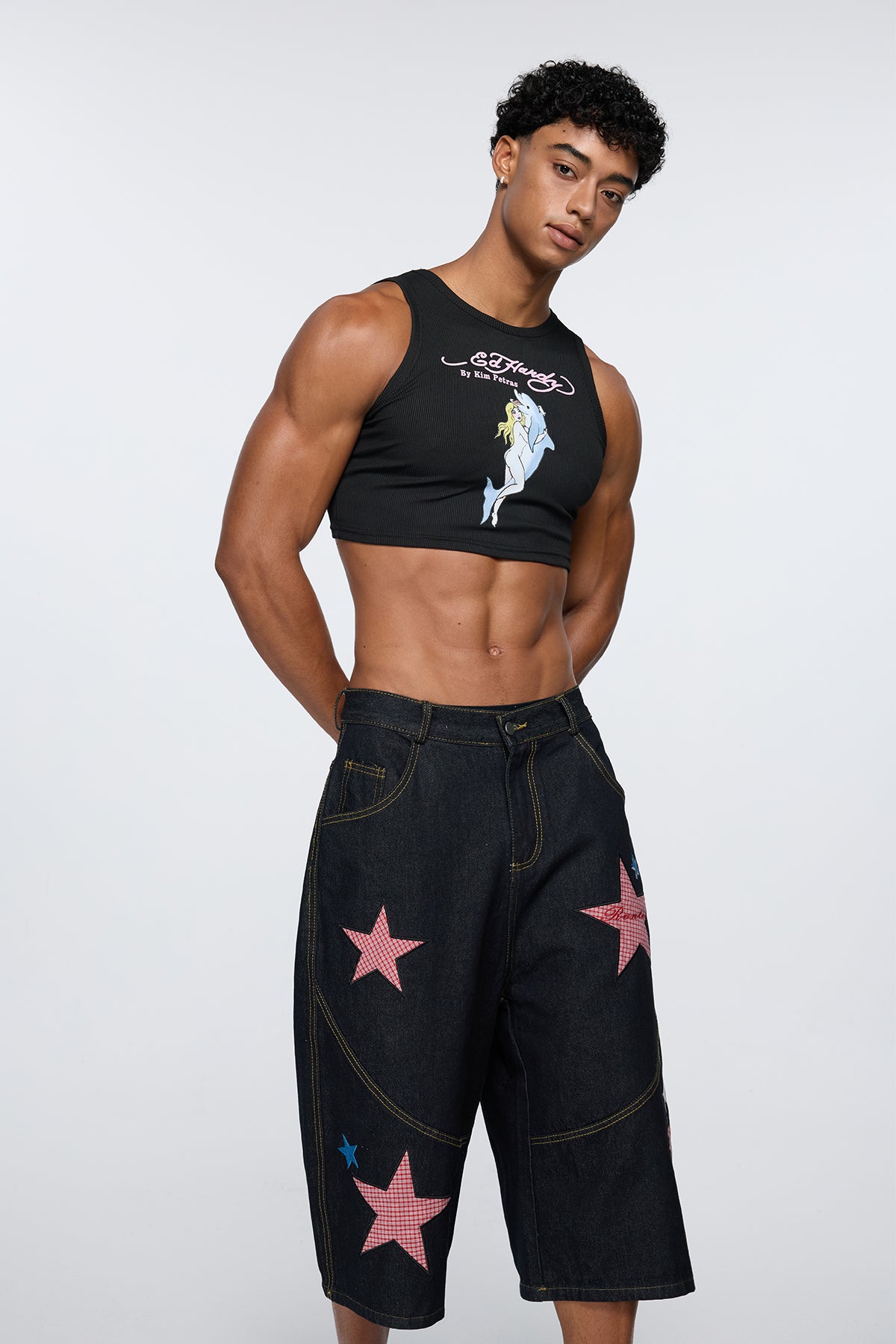 Empty Grid Print Crop Top