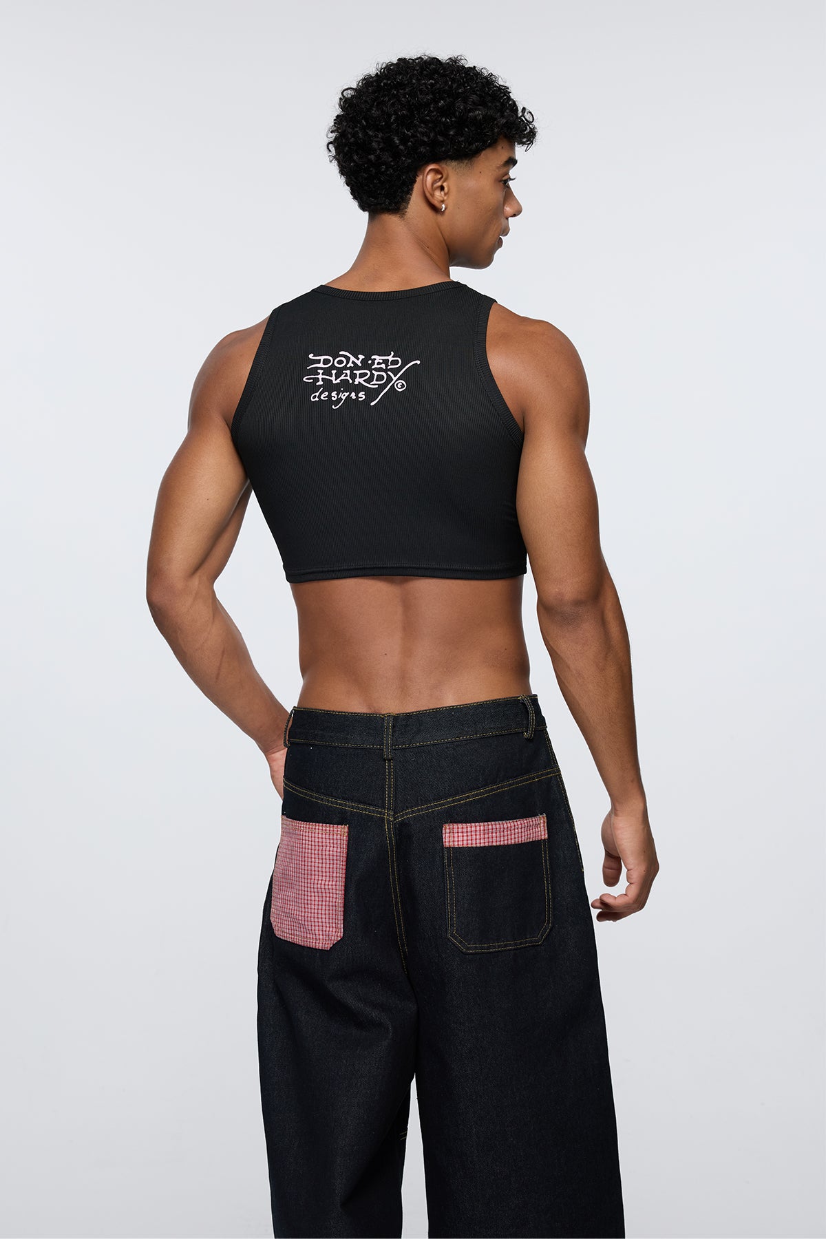 Empty Grid Print Crop Top
