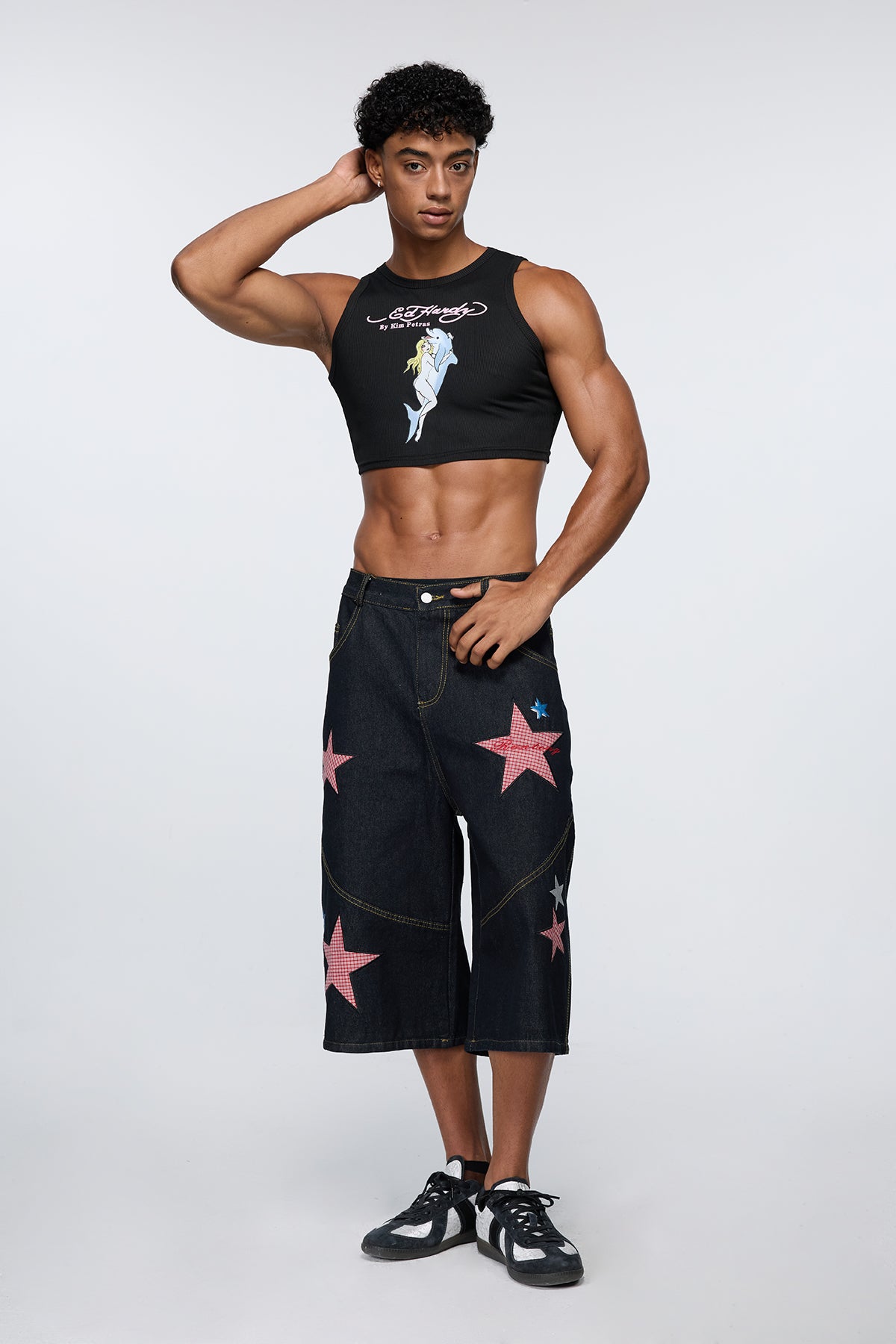 Empty Grid Print Crop Top