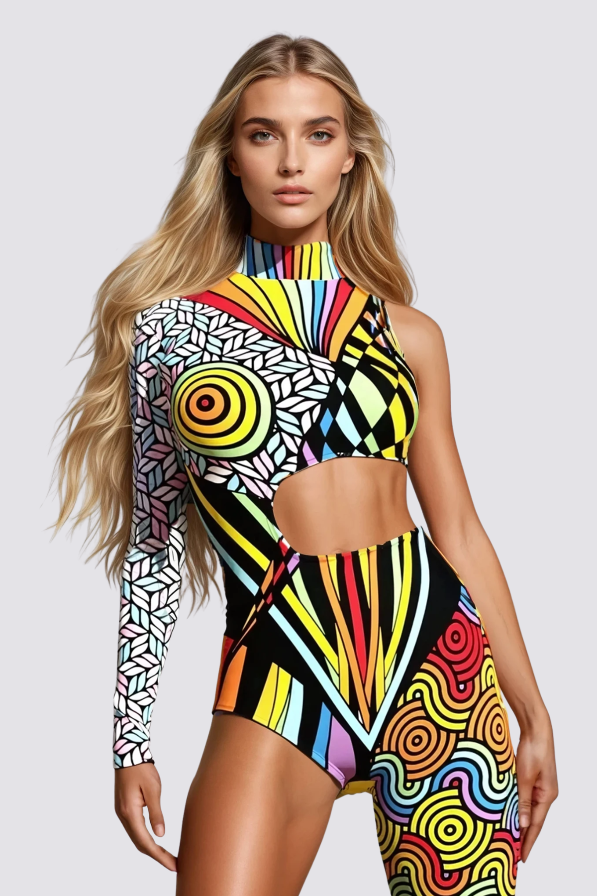 Equal Vibe Print One Shoulder Jumpsuit