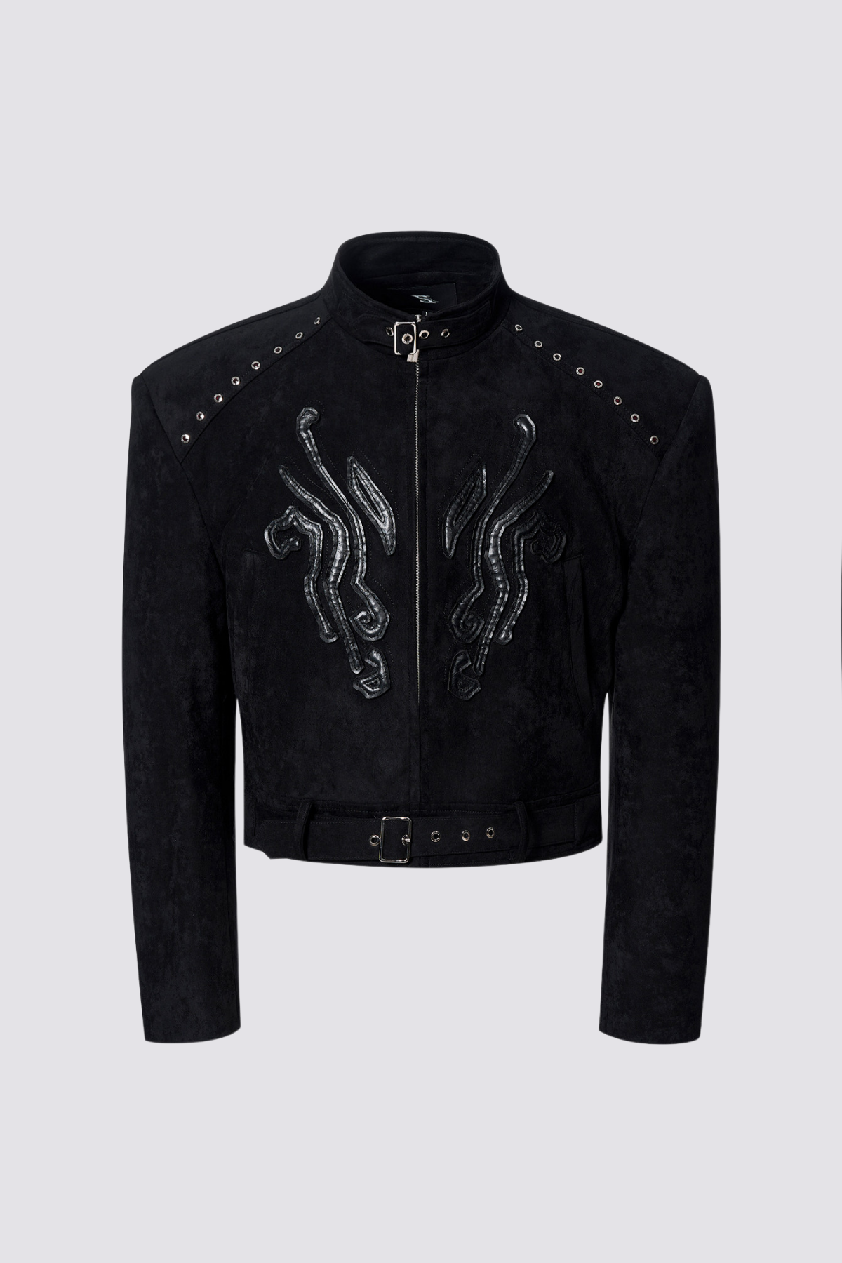 Even Darkness Eyelet Suede Jacket