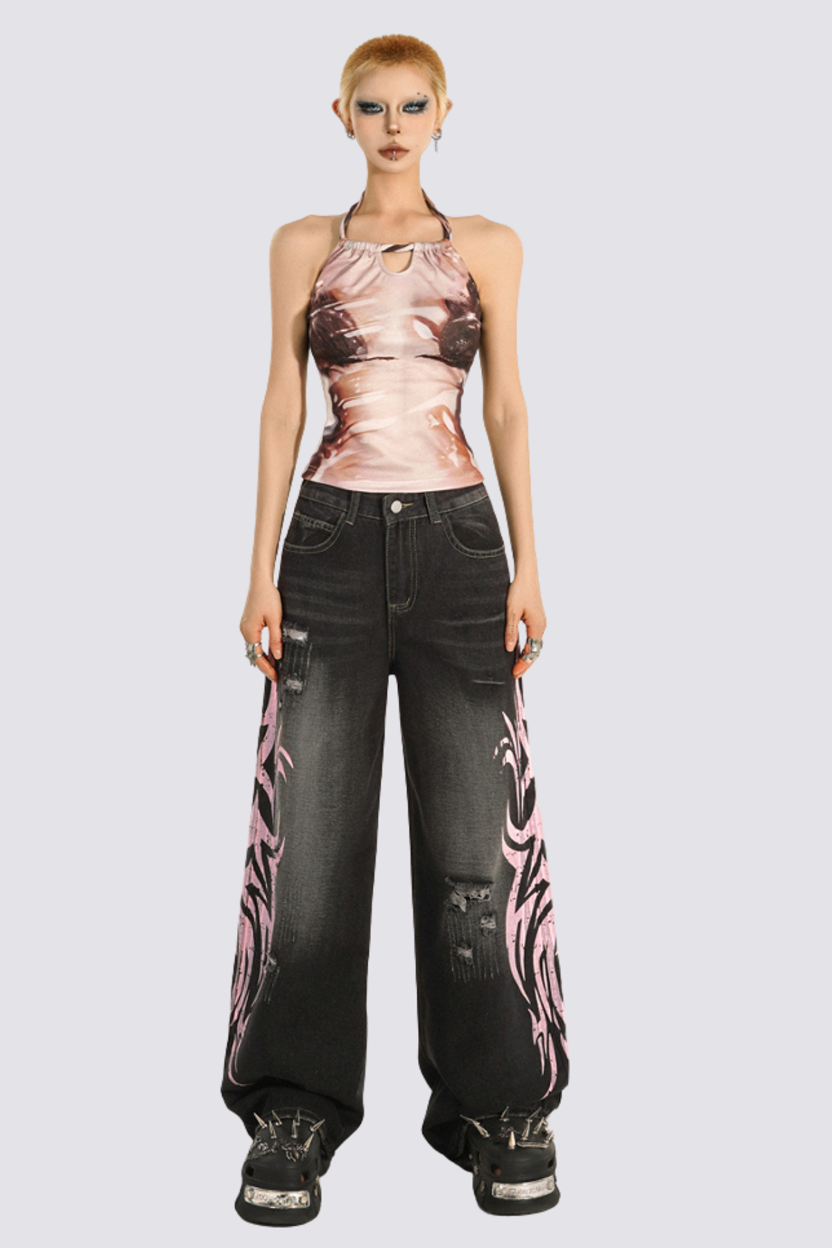 Exposed Curve Halter Neck Top