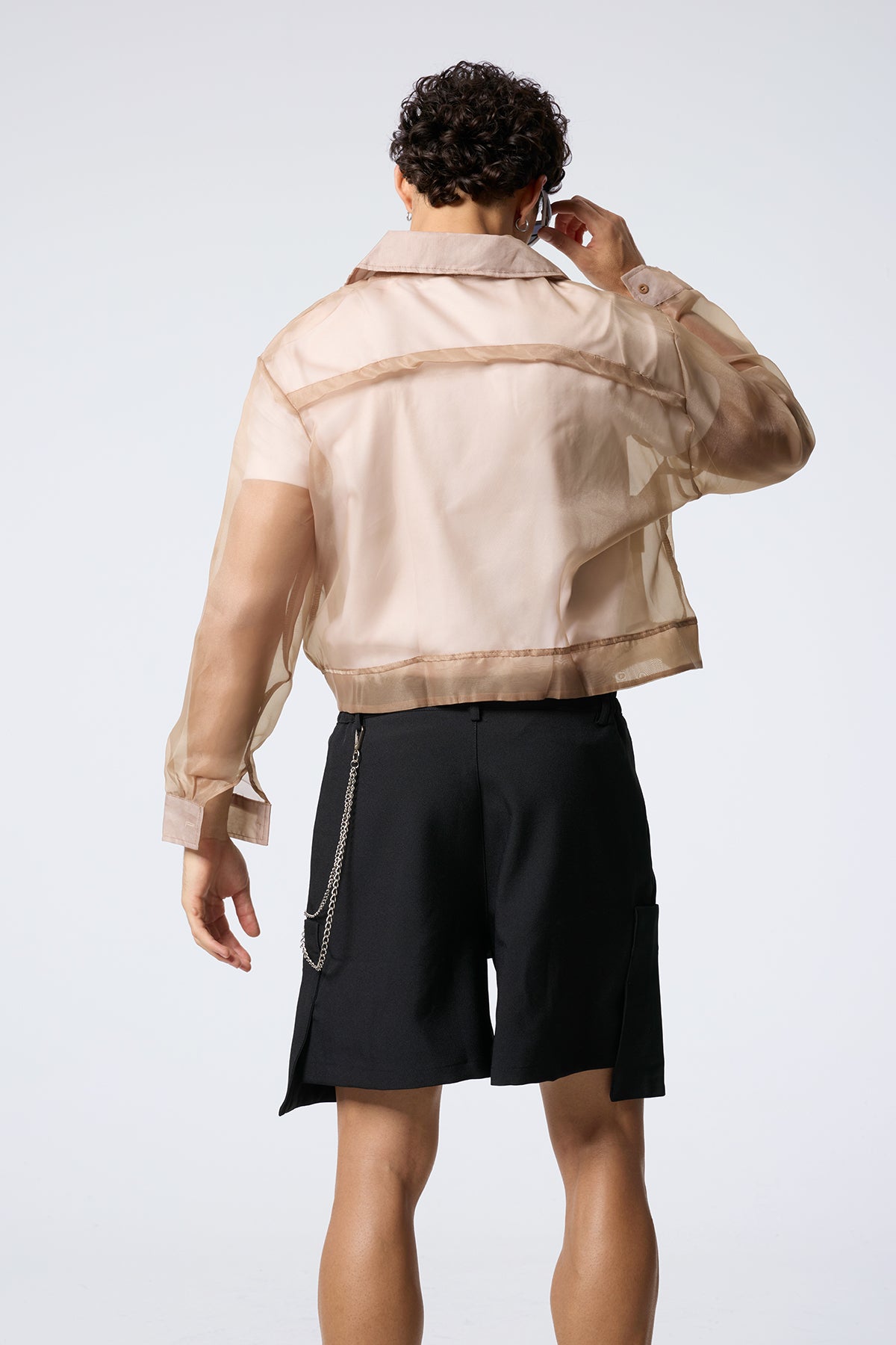 Fabric Clash Mesh Jacket Khaki