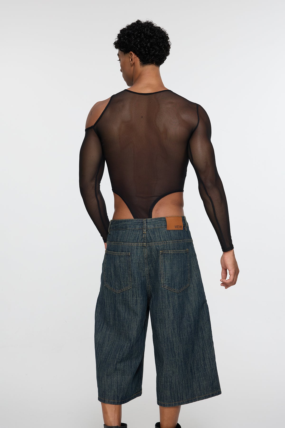 Fabric Logic Cutout Long Sleeve Mesh Bodysuit