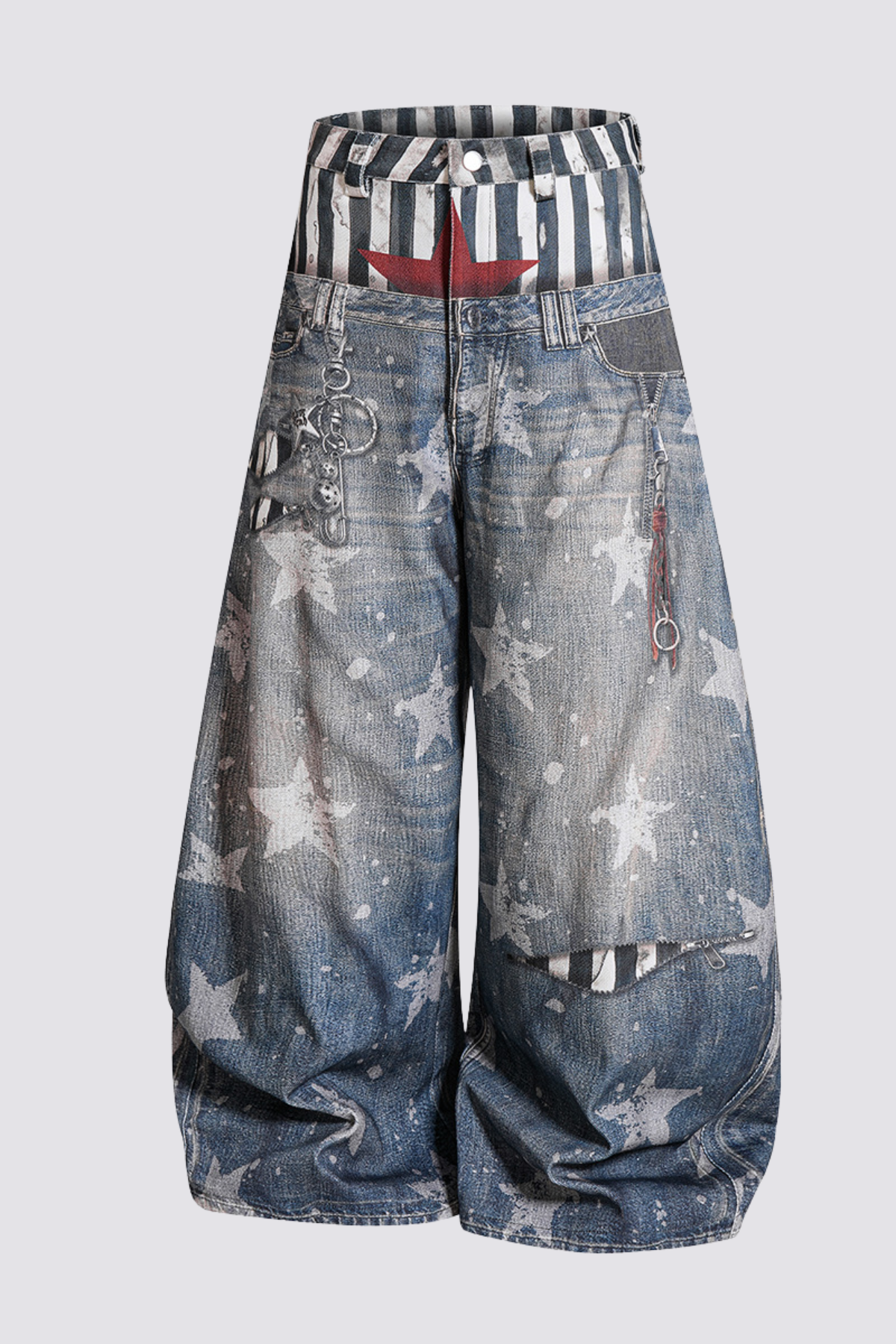 Fade Circuit Print Wide Leg Jeans