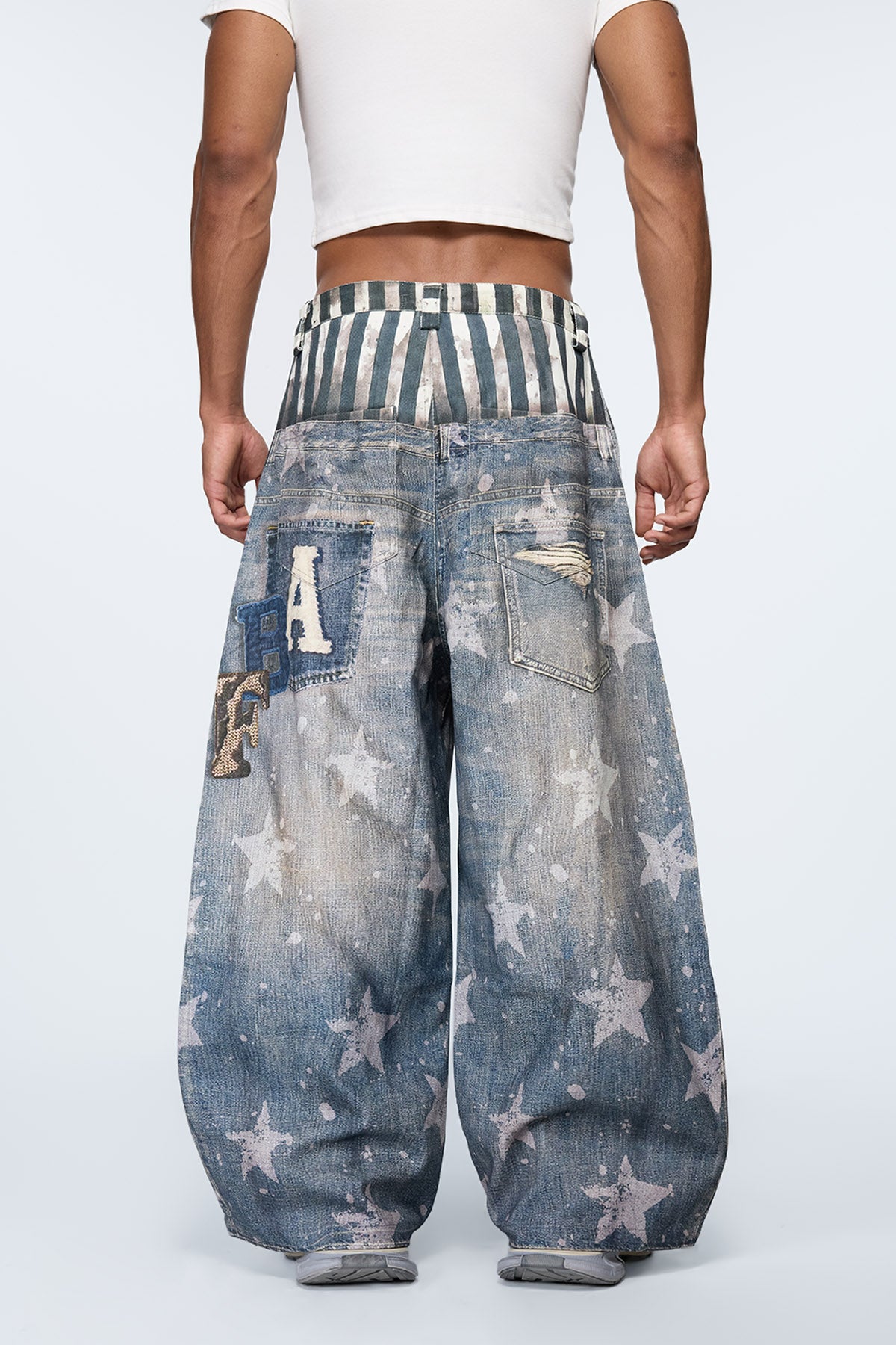 Fade Circuit Print Wide Leg Jeans