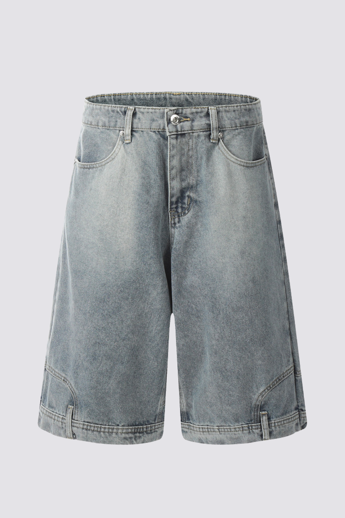 Faded Matrix Denim Straight Shorts