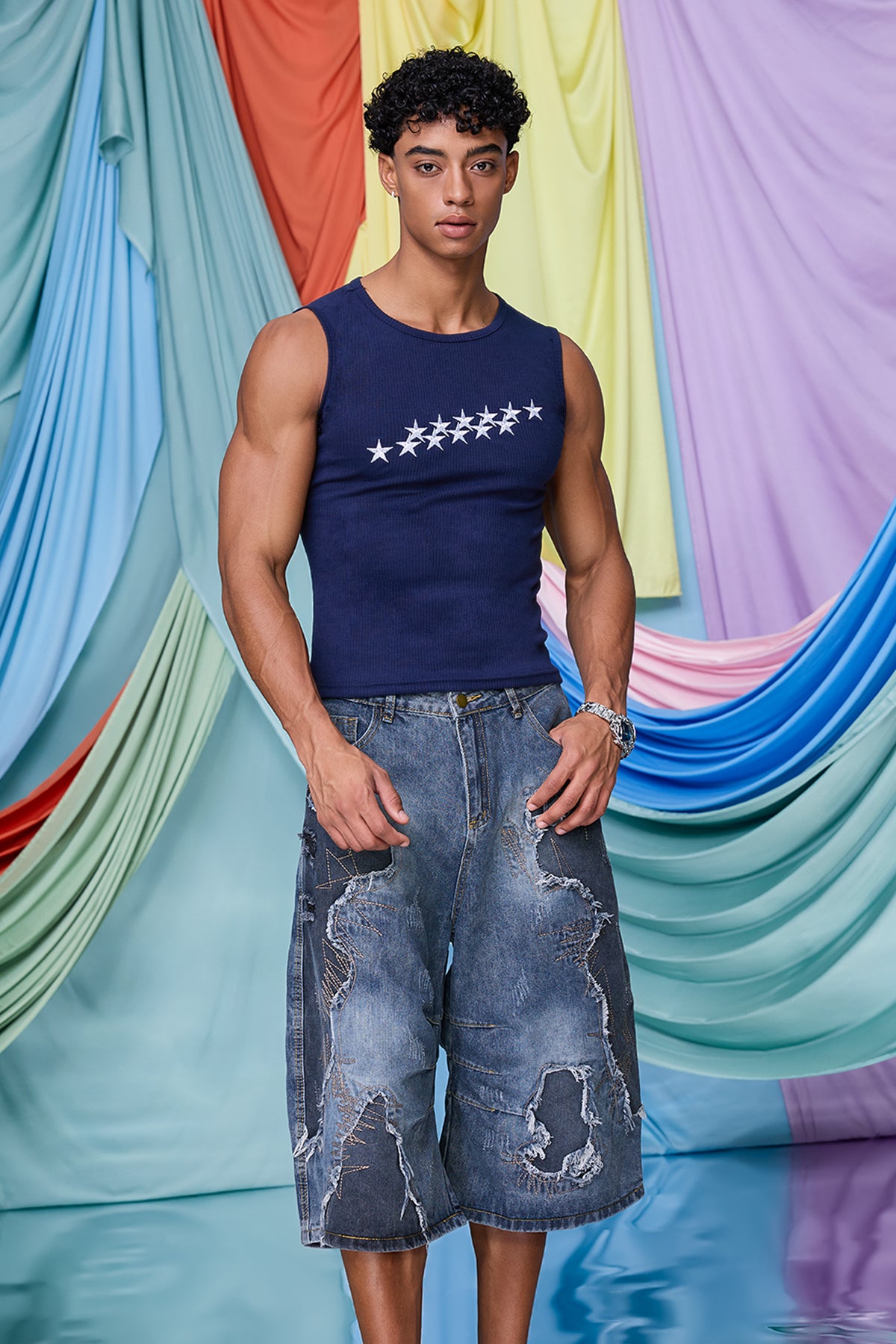 Feral Flux Star Embroidered Tank Top