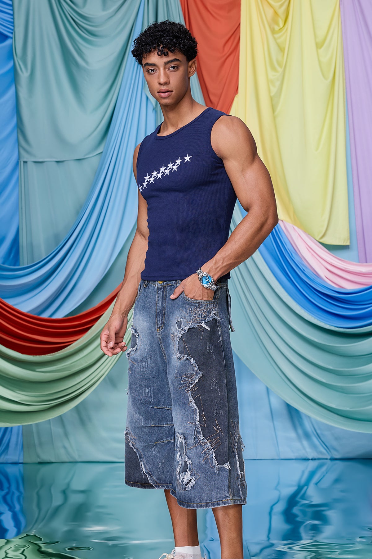 Feral Flux Star Embroidered Tank Top