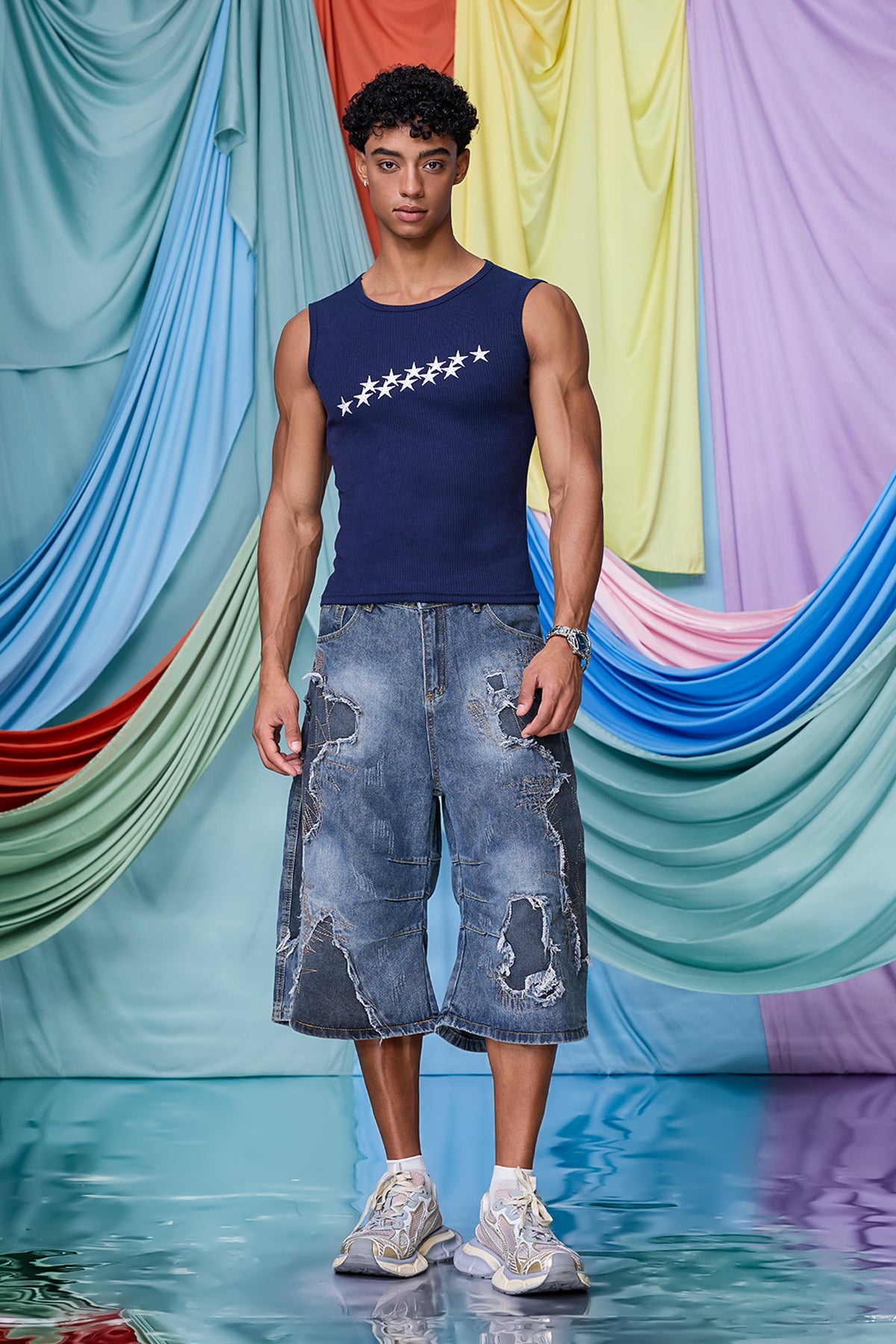 Feral Flux Star Embroidered Tank Top
