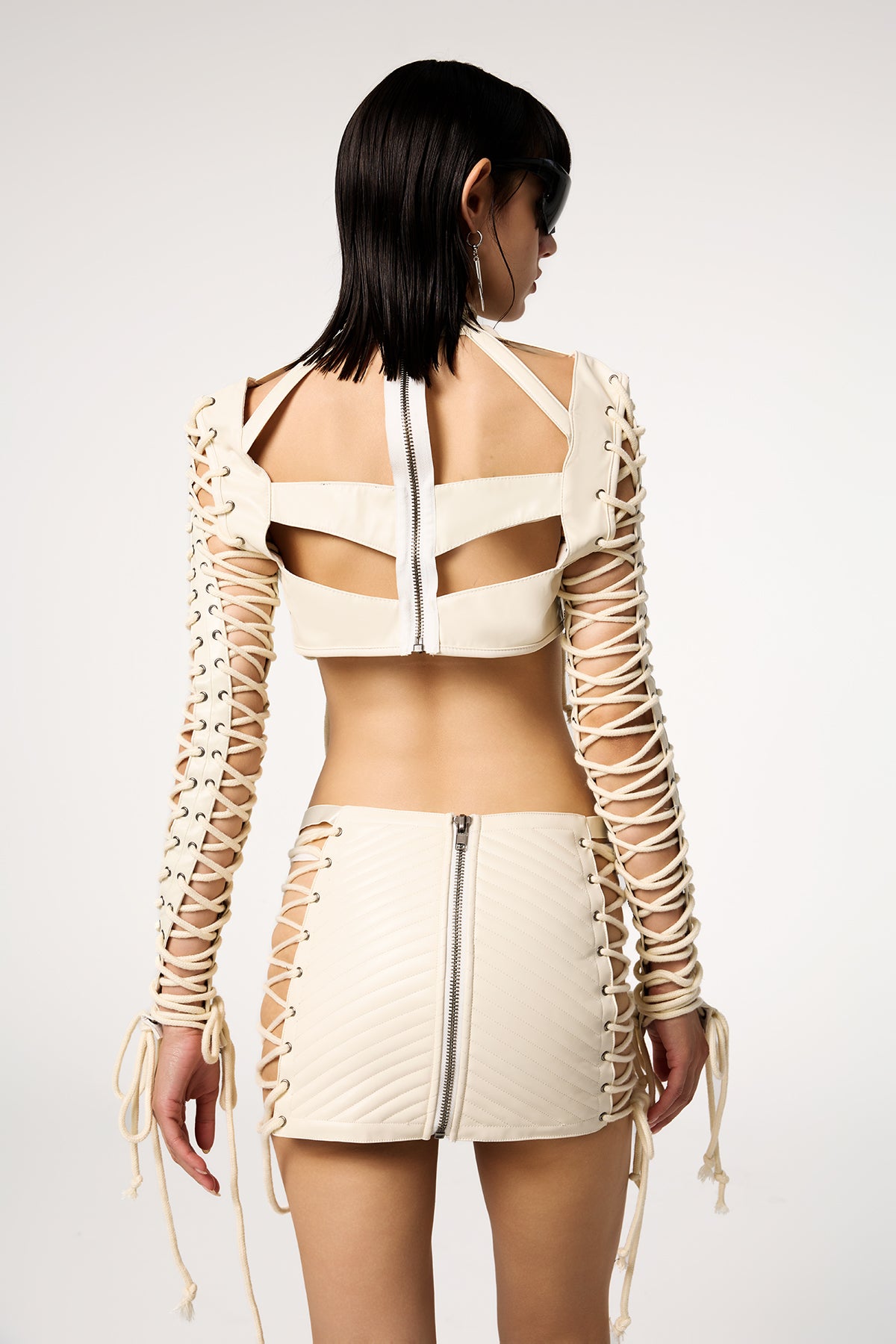 Fierce Wrap Leather Lace Up Pant Set