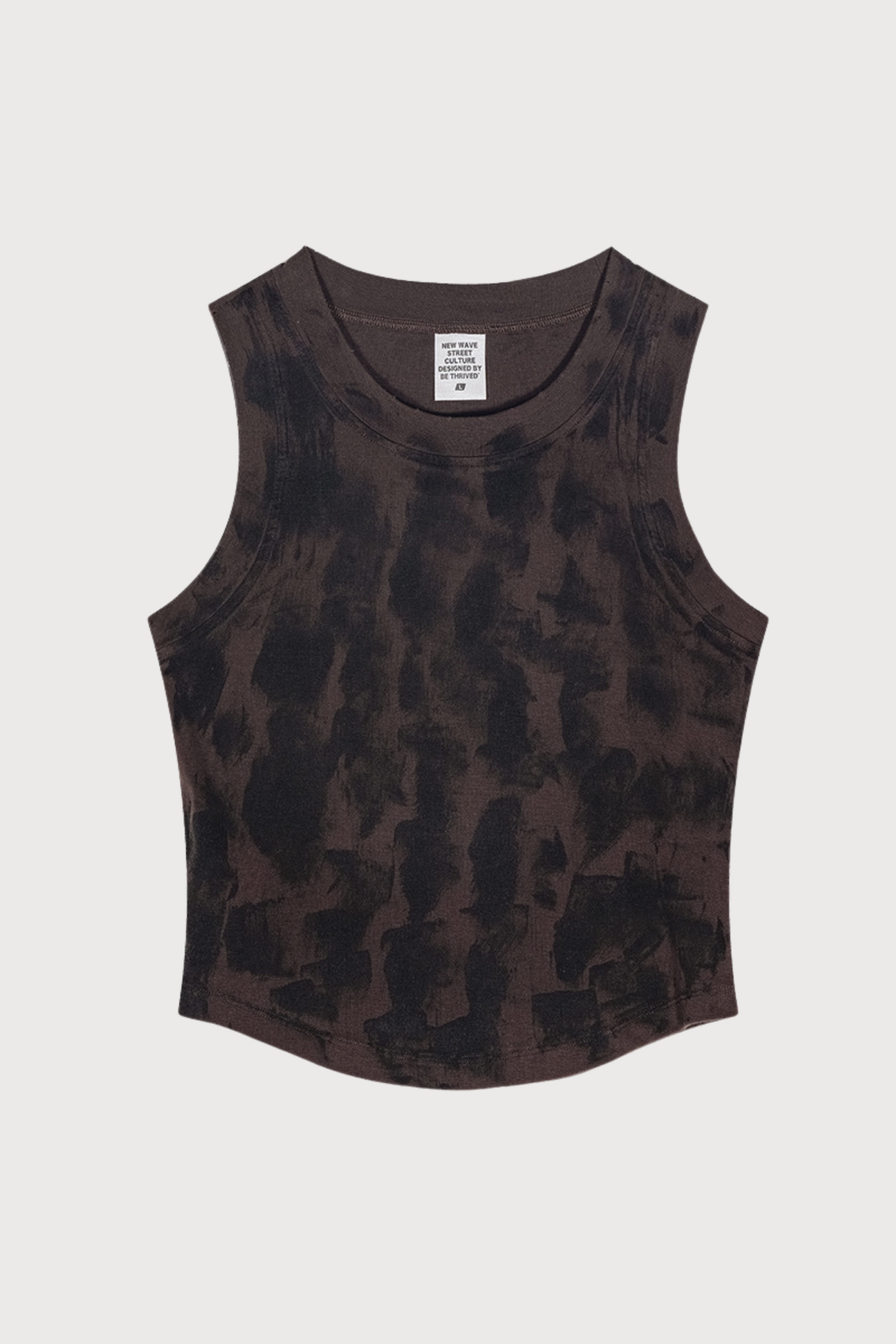 Fine Contrast Dye Sleeveless Top Brown