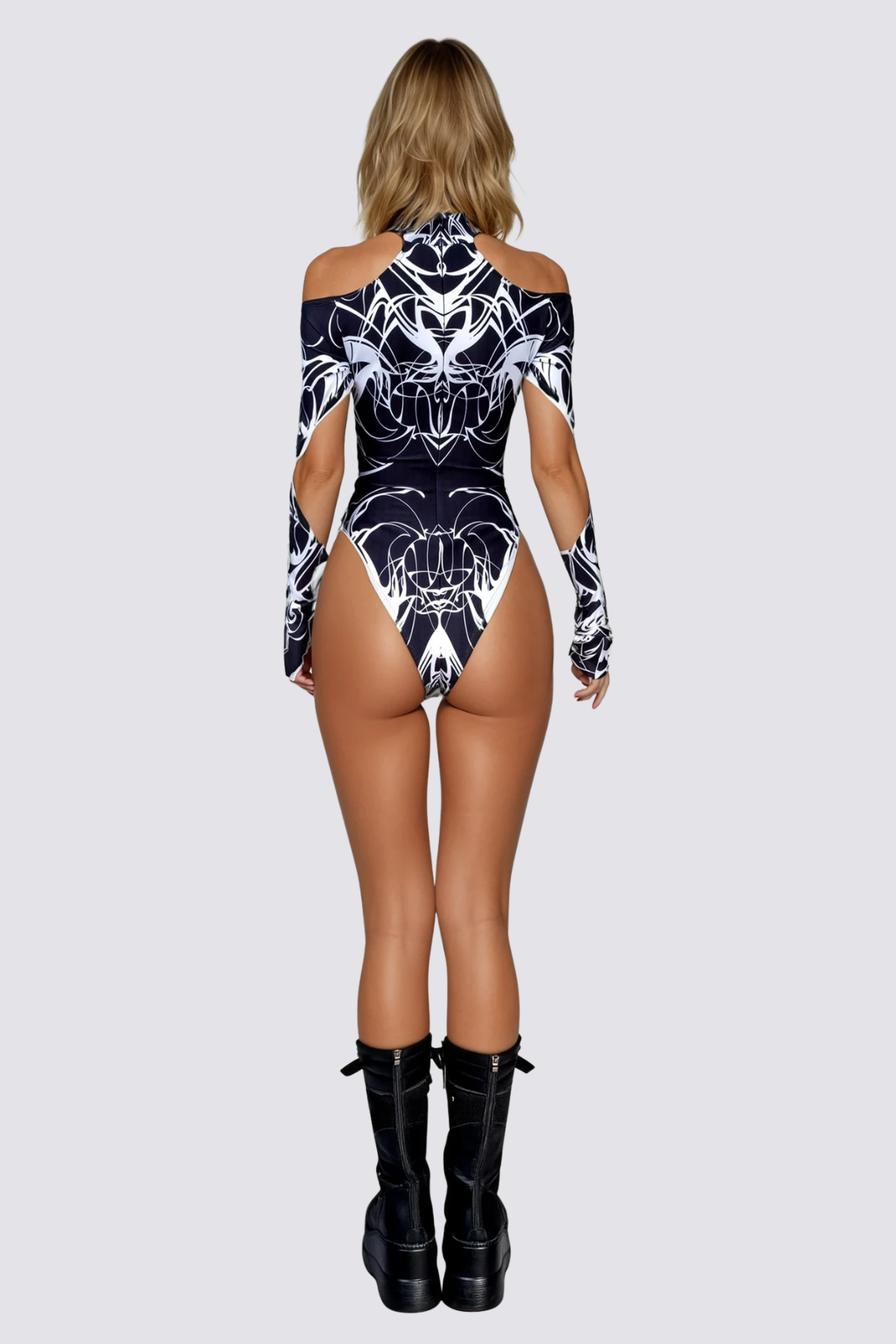 Fine Hue High Neck Cutout Bodysuit