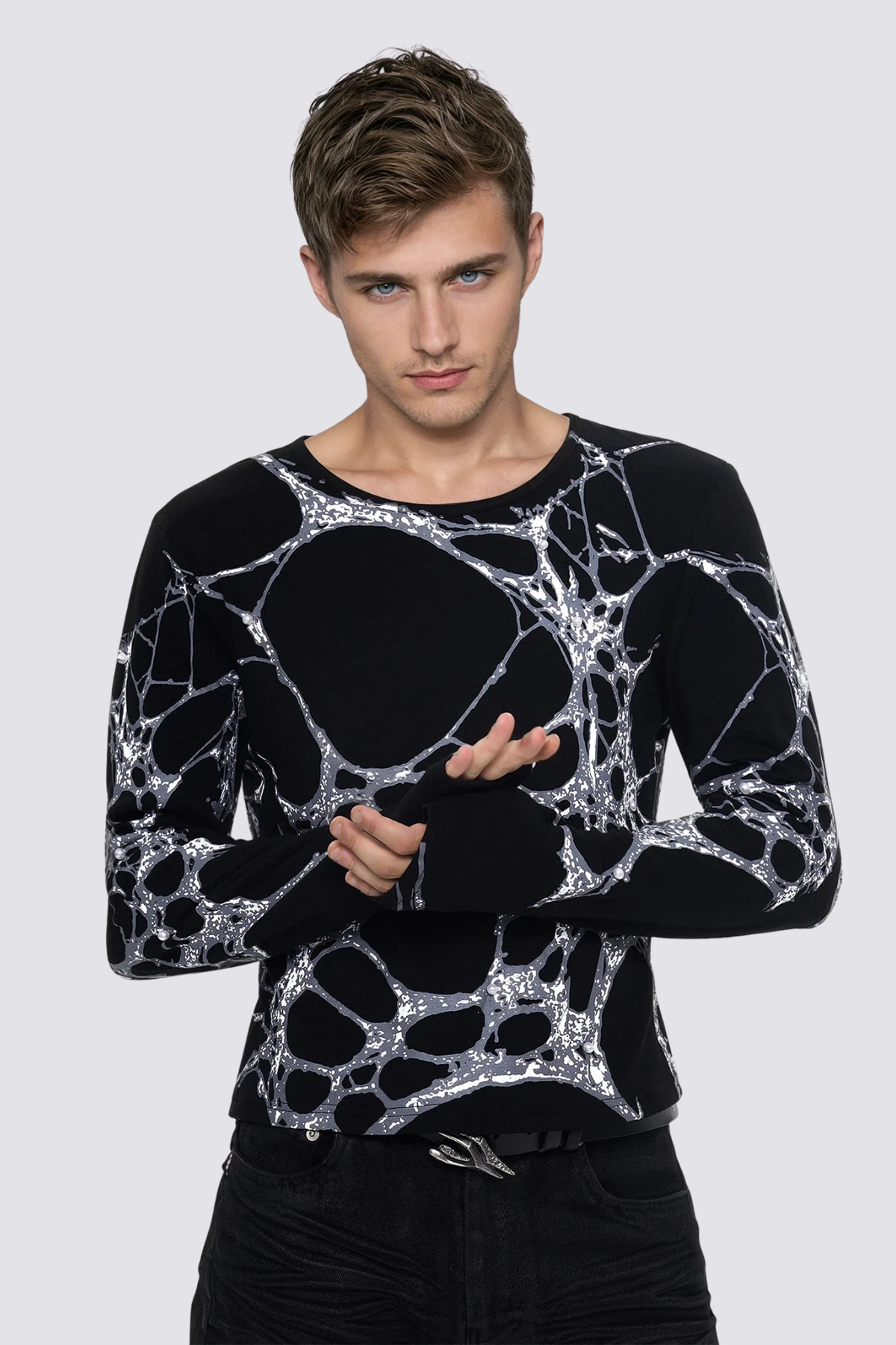 Fine Print Long Sleeve Top