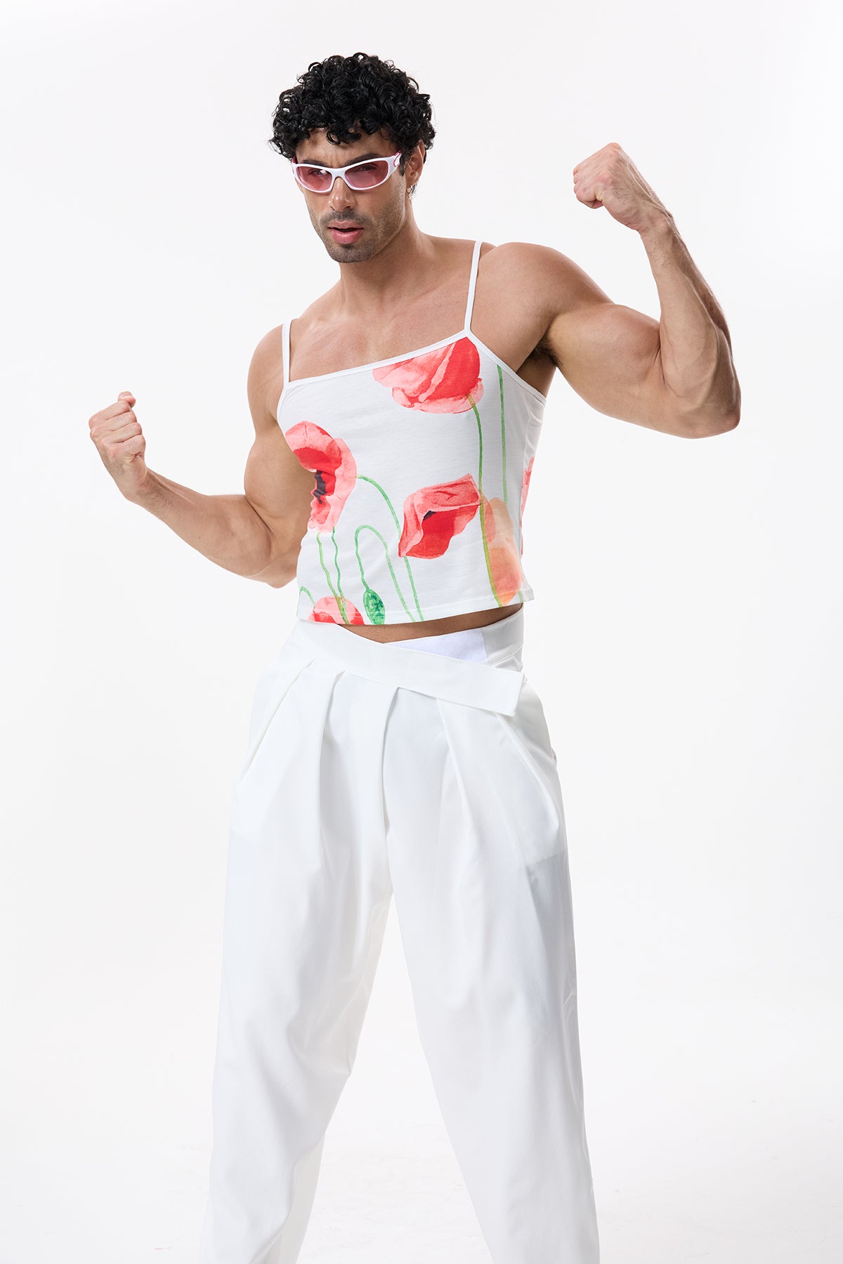 Fine Tone Spaghetti Print Top