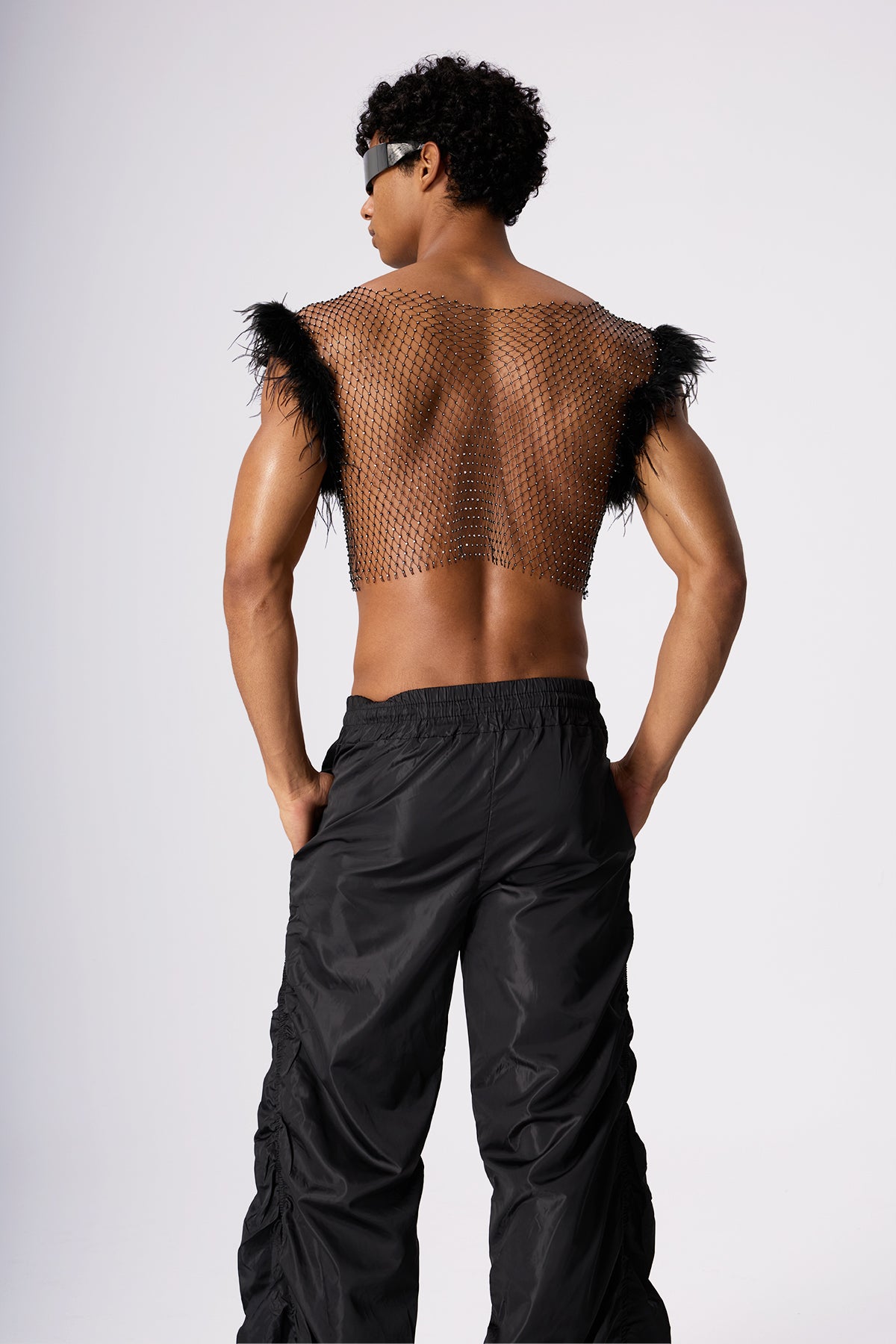 Flash Rise Cutout Feather Crop Top